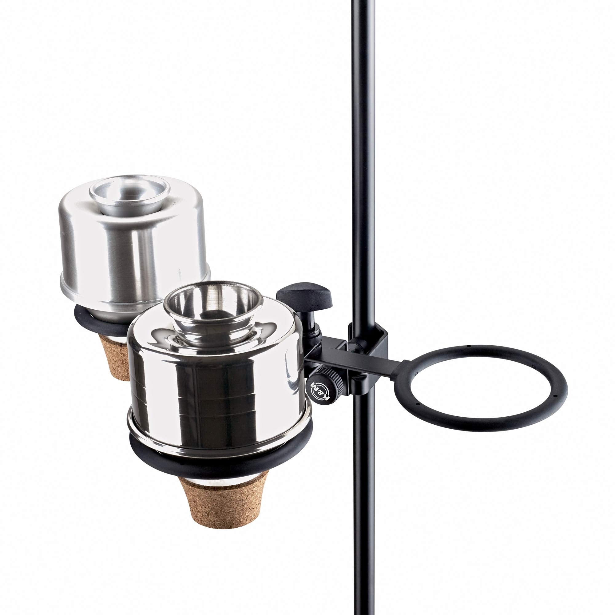 K&M K�nig & Meyer 15910.000.55 Mute Holder For 3 Mutes | Stand Attachment Trumpets, Cornets Or Flugelhorns | Professional Grade For All Musicians | Rubberized Holders | German Made Black