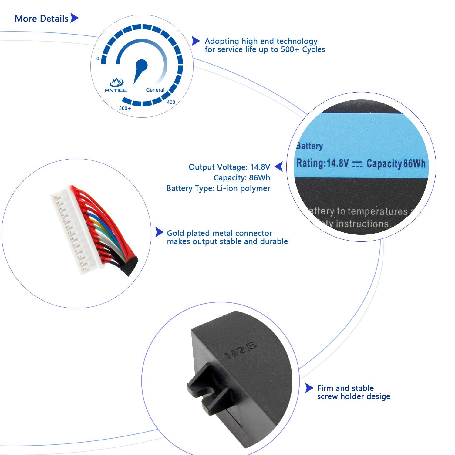 Antiee 2F8K3 Laptop Battery For Dell Alienware 17 R1 17X M17X R5, Alienware 18 R1 18X M18X R3 Series P18E P18E001 P19E P19E001 0
