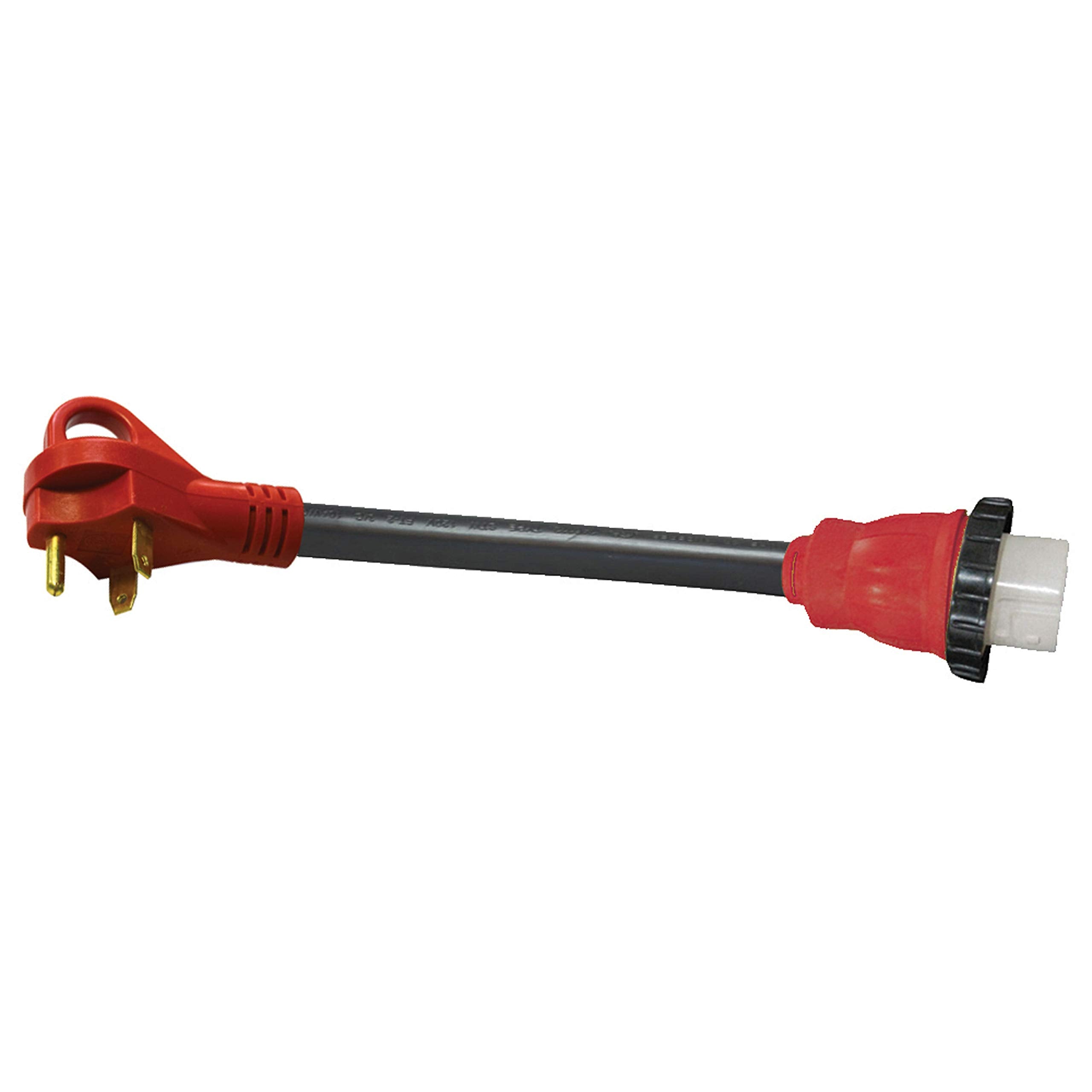 Valterra A10 3050Hdvp Mighty Cord Detachable 12'' Adapter Cord W/Handle   30Am To 50Af, Red (Carded)