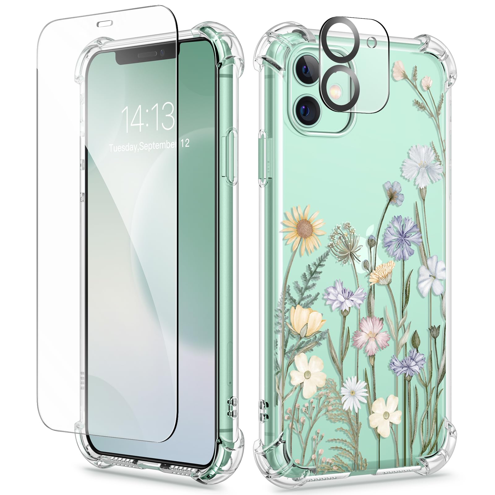 Gviewin For Iphone 11 Case With Screen Protector + Camera Lens Protector, [Not Yellowing] Clear Soft Tpu Shockproof Protective C