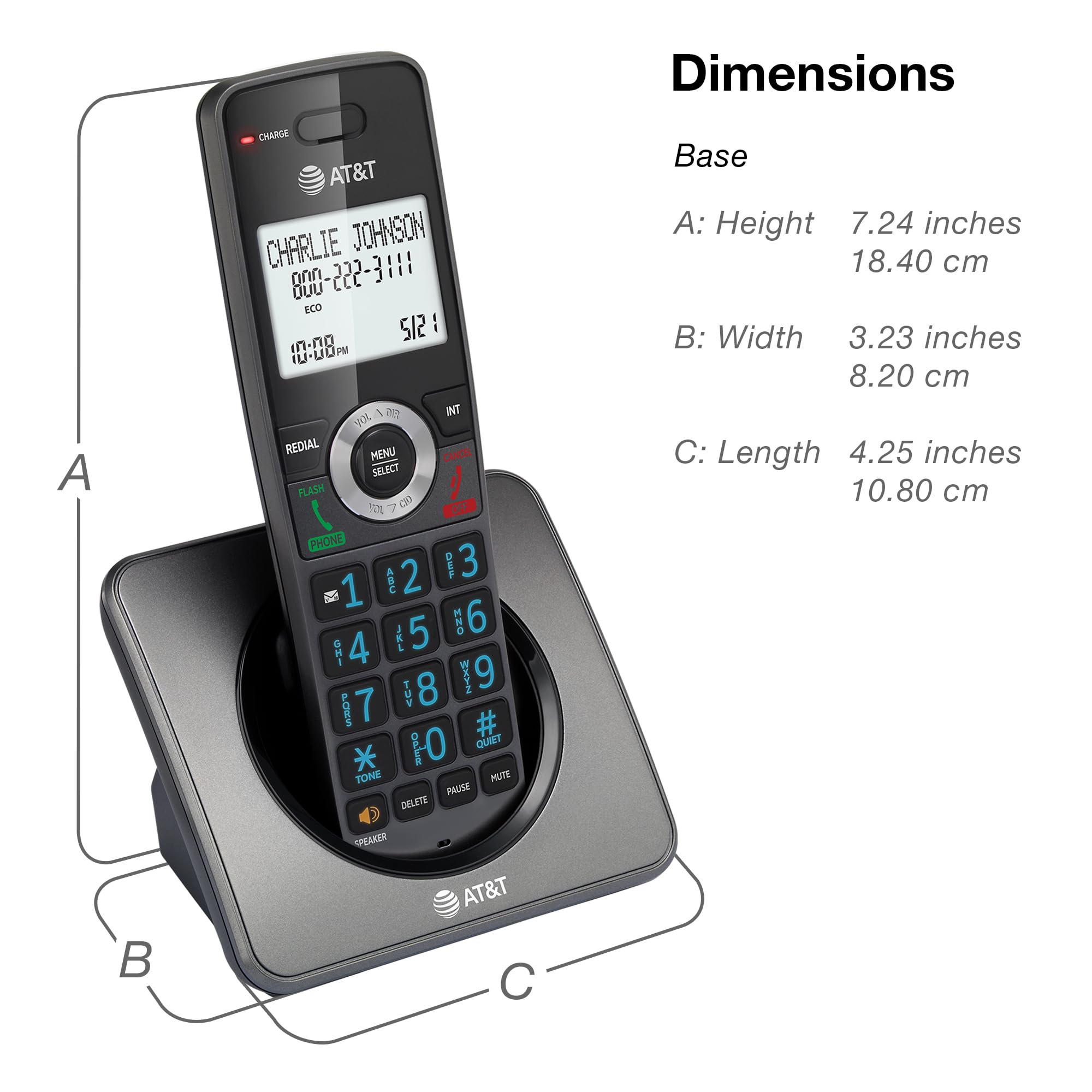 At&T Gl2101 3 Dect 6.0 3 Handset Cordless Home Phone With Call Block, Caller Id, Full Duplex Handset Speakerphone, 2'' White Bac
