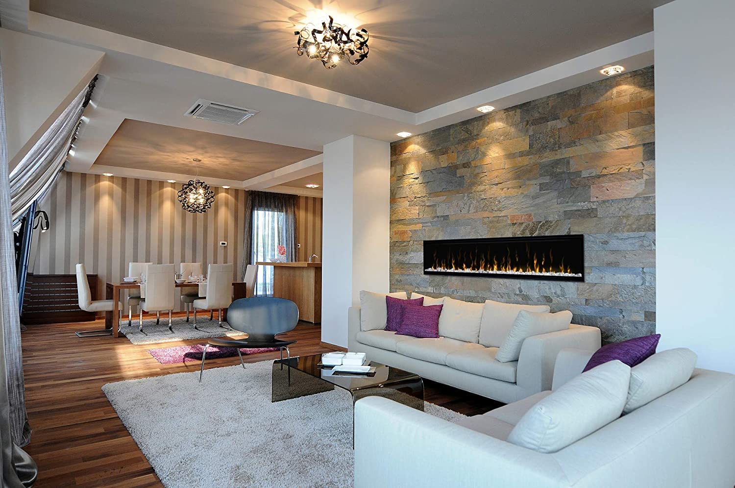 Dimplex Ignitexl 74' Built In Linear Electric Fireplace (Model: Xlf74), 8530/5118 Btu, 240/120 Volt, 2500/1500 Watt, Black