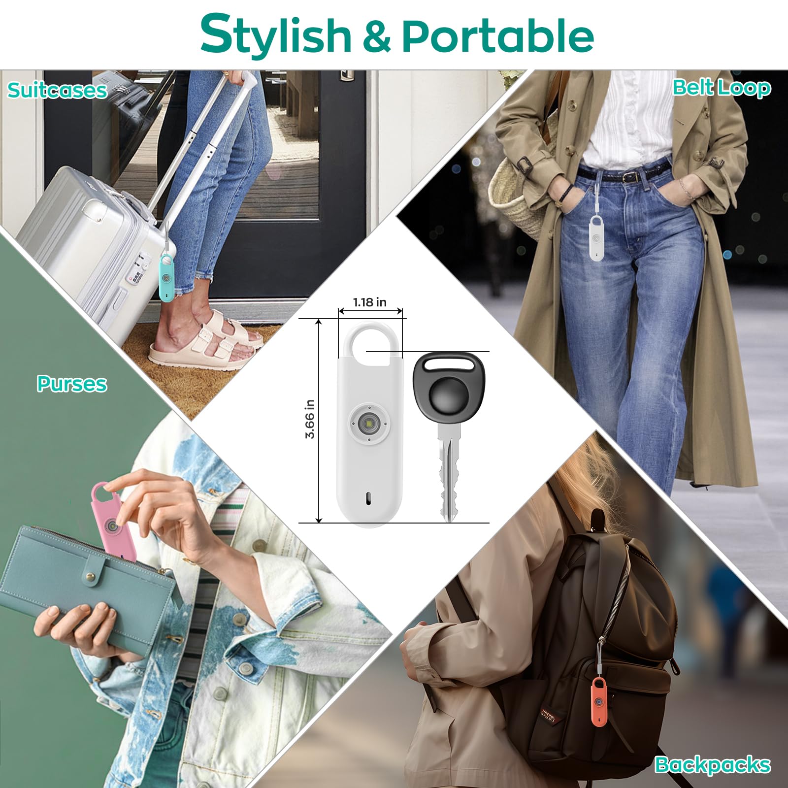 Fauxomor 140Db Personal Safety Alarm For Women, 3 Pack Safe Alarm Protection Keychain With Strobe Light & Low Battery Notice, Se