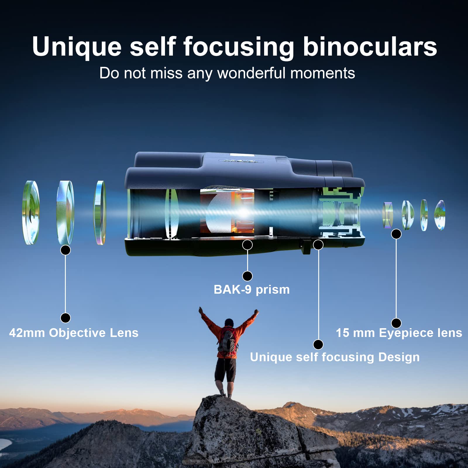 Binoculars, 10X42 Free Focus Binoculars Professional High Powered Hd Large View Binoculars With Bak 9 Prism Fmc Lens For Bird Wa