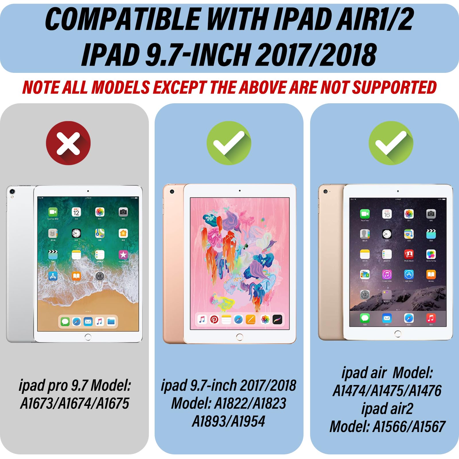 Deokke Compatible With Ipad 6Th/5Th Generation Case(2018/2017) Ipad Air 2/Air 1 Case,Ipad 9.7 Inch Case With Pencil Holder And S