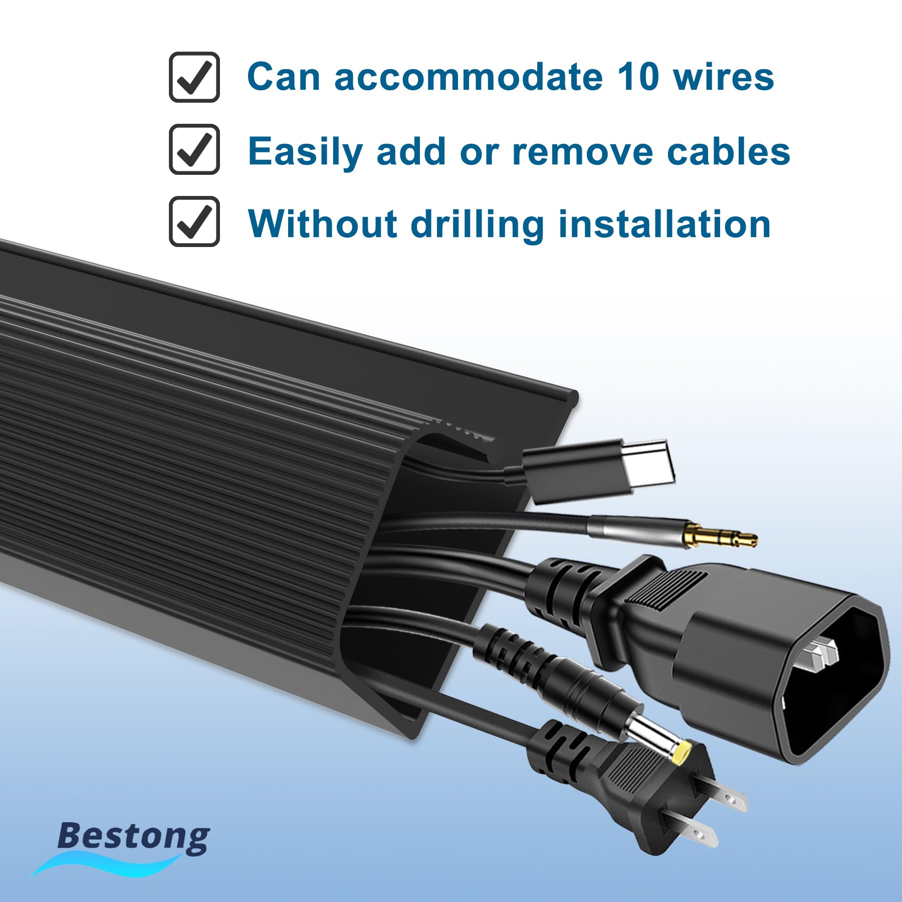 Cable Management Under Desk, Cable Management J Channel For Desk, Cable Hider Under Desk Easy Installation Without Drilling Requ