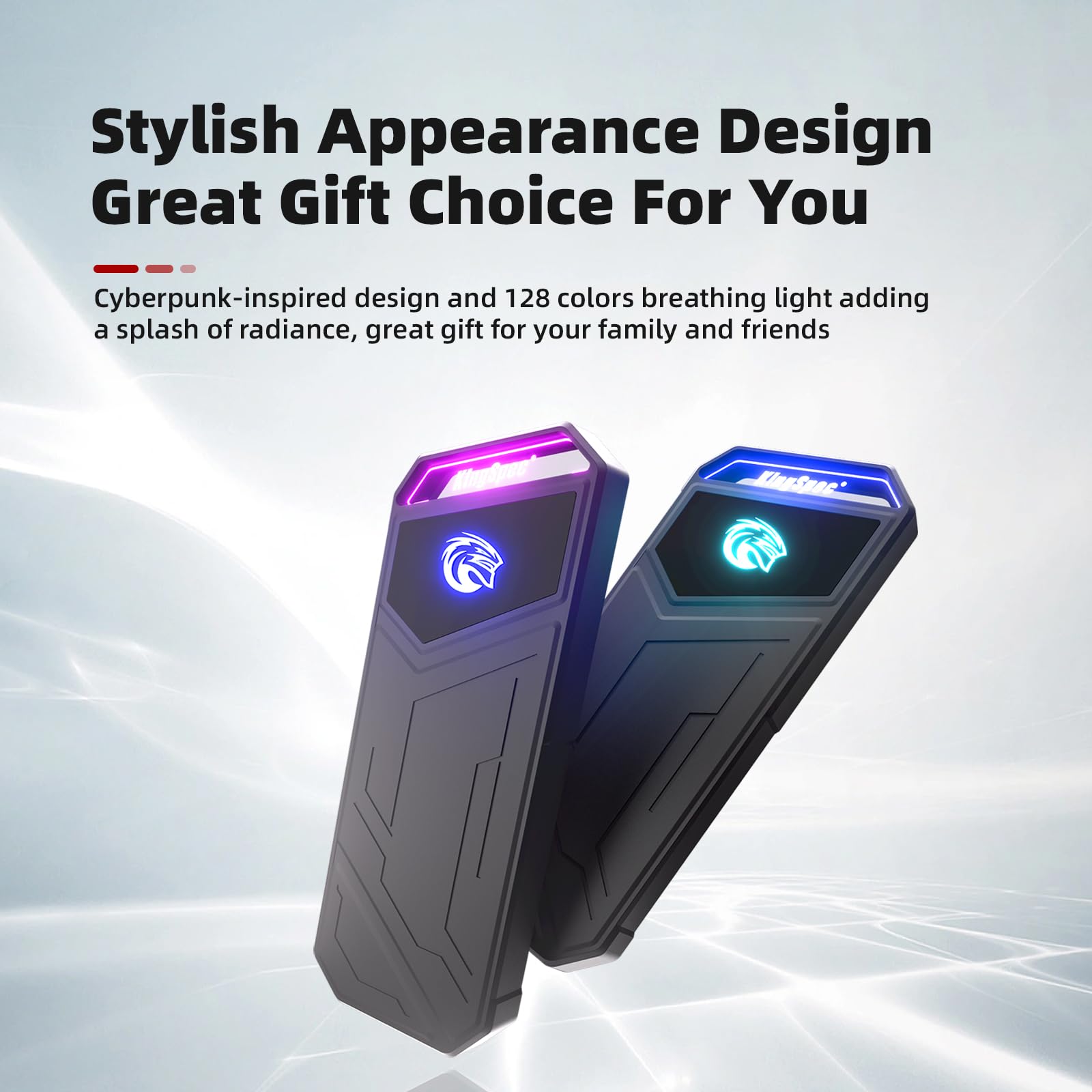 Kingspec Z5 512Gb External Ssd   2100Mb/S, Portable Solid State Hard Drives With Rgb Light, Zinc Alloy Case, Usb 3.2 Gen2X2 Inte