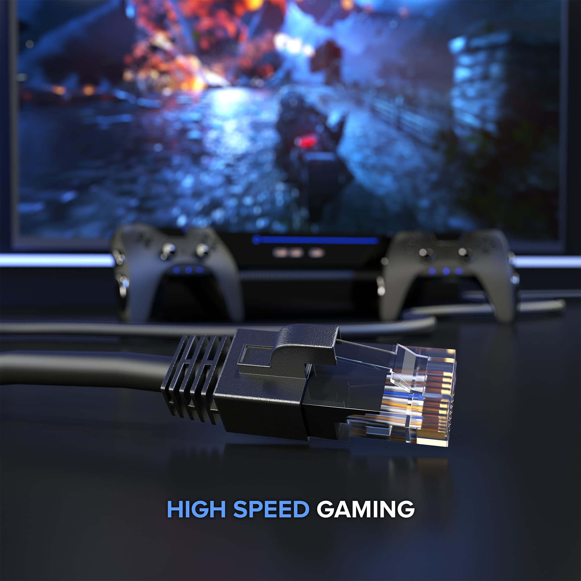 Maximm Ethernet Cable 200 Ft Cat6 High Speed Internet Network Lan Cable Cord, Outdoor Waterproof (Black)