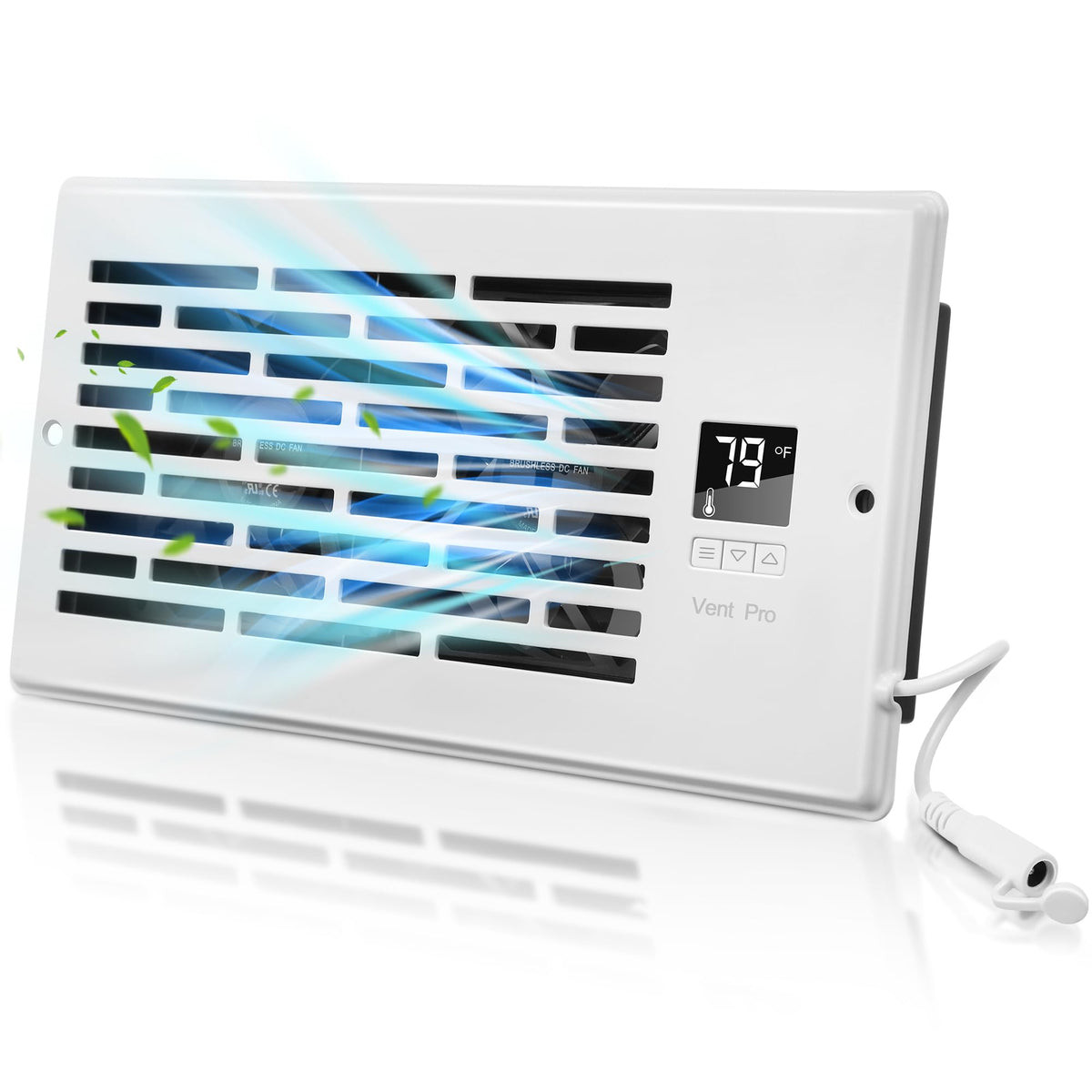 Saillong Smart Quiet Register Booster Fan With Intelligent Thermostat Control, Fits 4'' X 10'' Register Holes, Cooling Heating S