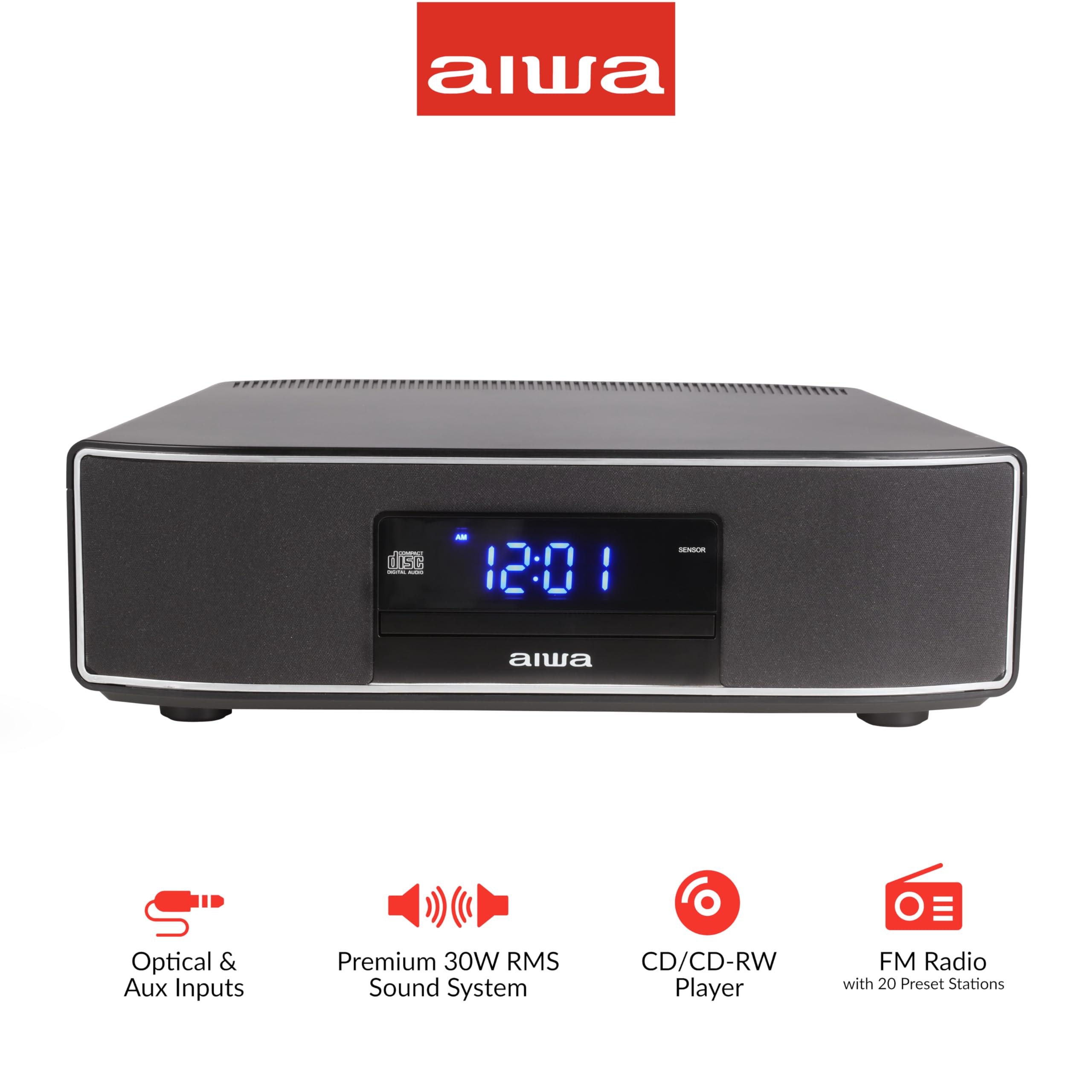 Aiwa Exos Home Speaker, Premium 30W Rms Sound System With Cd Player, Bluetooth Connectivity, Fm Radio, Optical Digital Input, Du
