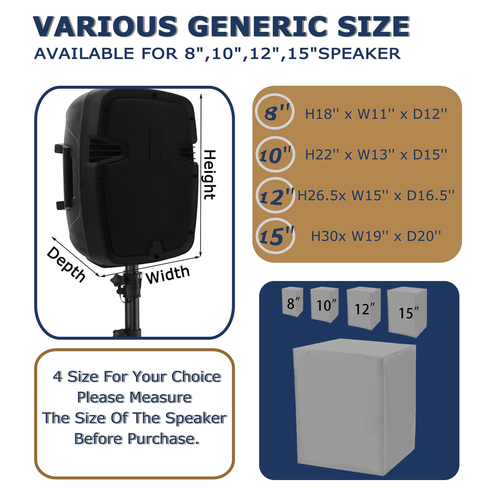 12 Inch Outdoor Speaker Cover, Pa/Dj Lightweight Powered Speaker Cover Bag, Upright Powered Speaker Cover, Protective Cloth Cove