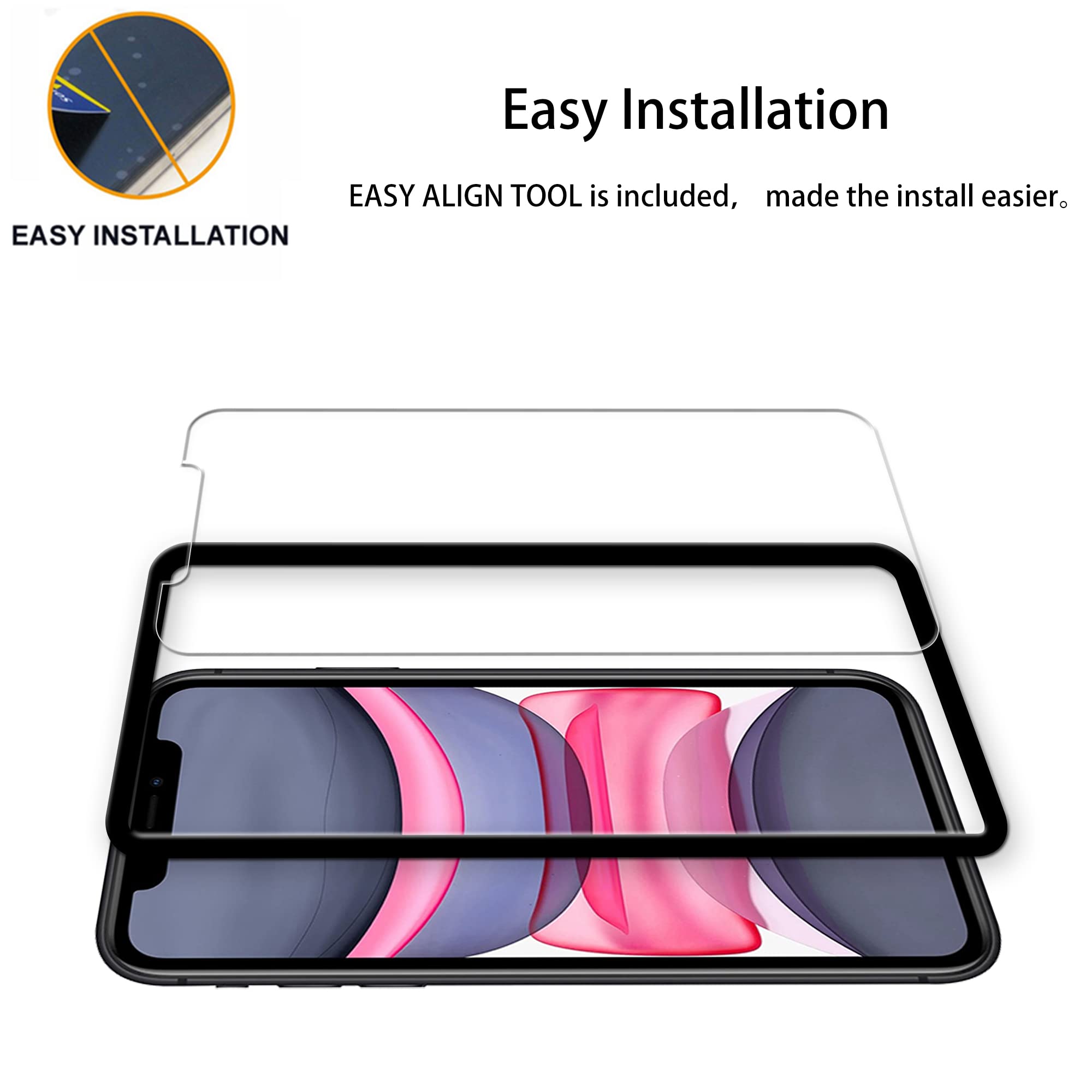 Hkkais Easy Alignment Frame Designed For Iphone 11 Tempered Glass Screen Protector 2 Pack Camera Lens Protector Film 2 Pack