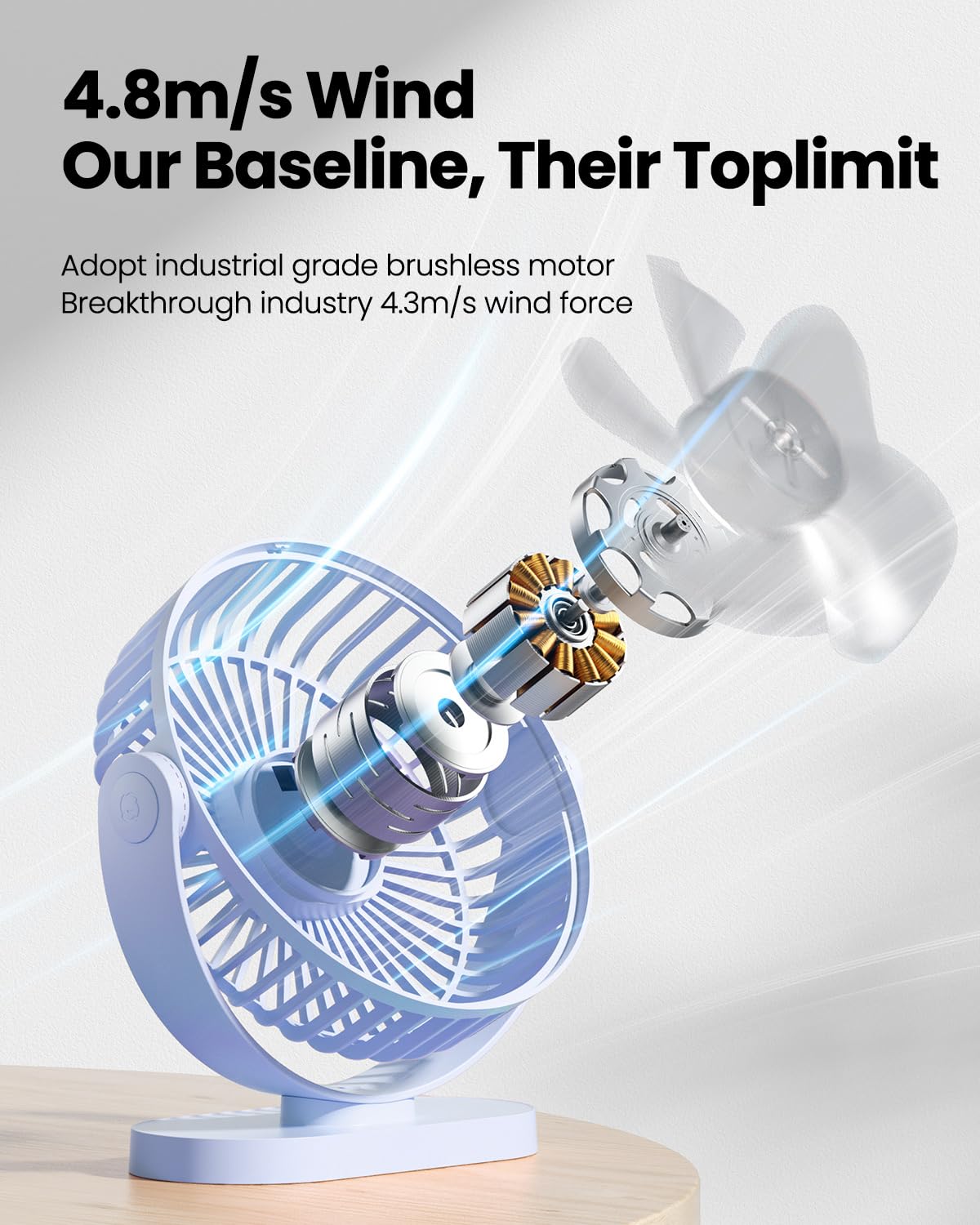 Gaiatop Usb Desk Fan, 3 Speeds Powerful Portable Fan, 5.5 Inch Quiet Cooling Mini Fan, 90 Rotate Small Table Fan With 5Ft Cable