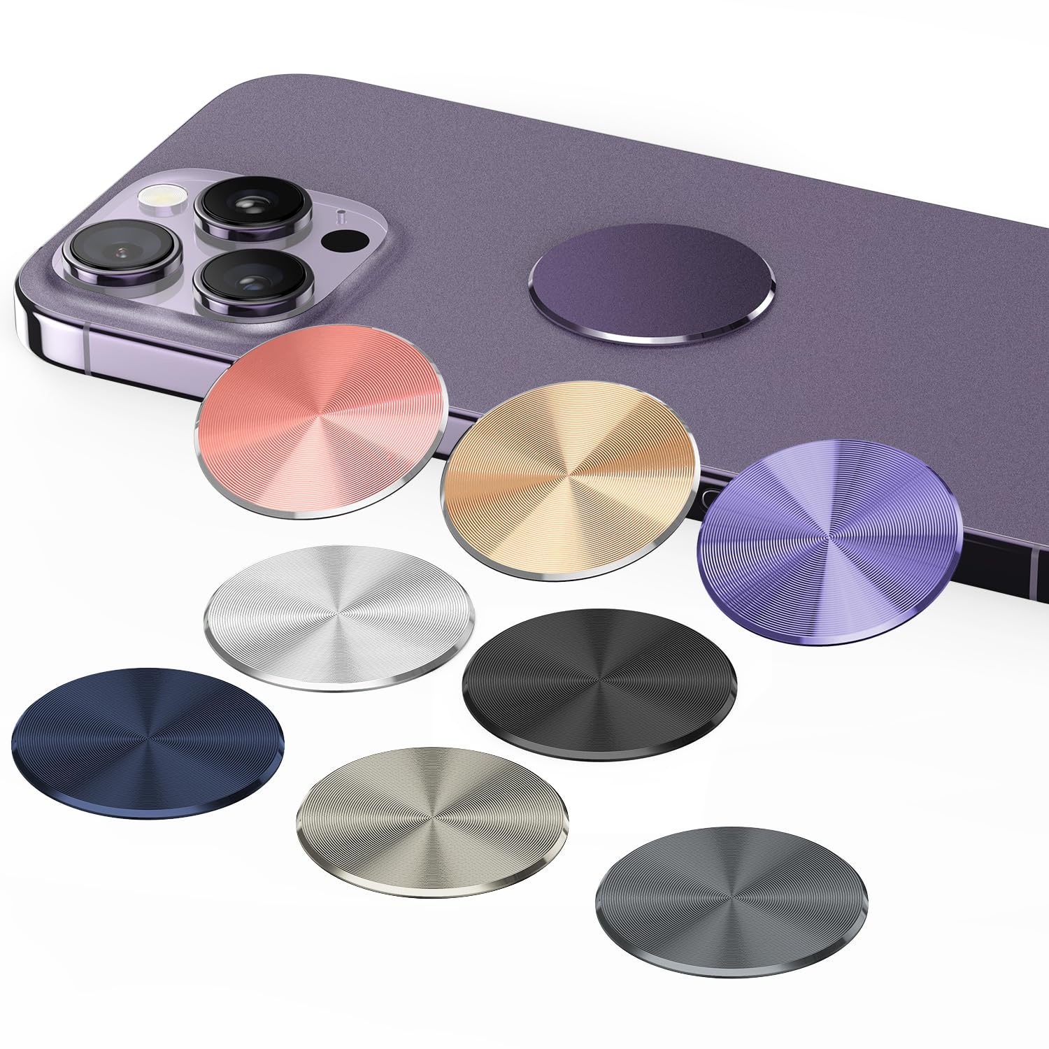 Metal Ring Plate For Phone Mount Car Holder Metal Stickers Plate Phone Magnet (Compatible With Magnetic Mounts) 1.50'' Frosted R