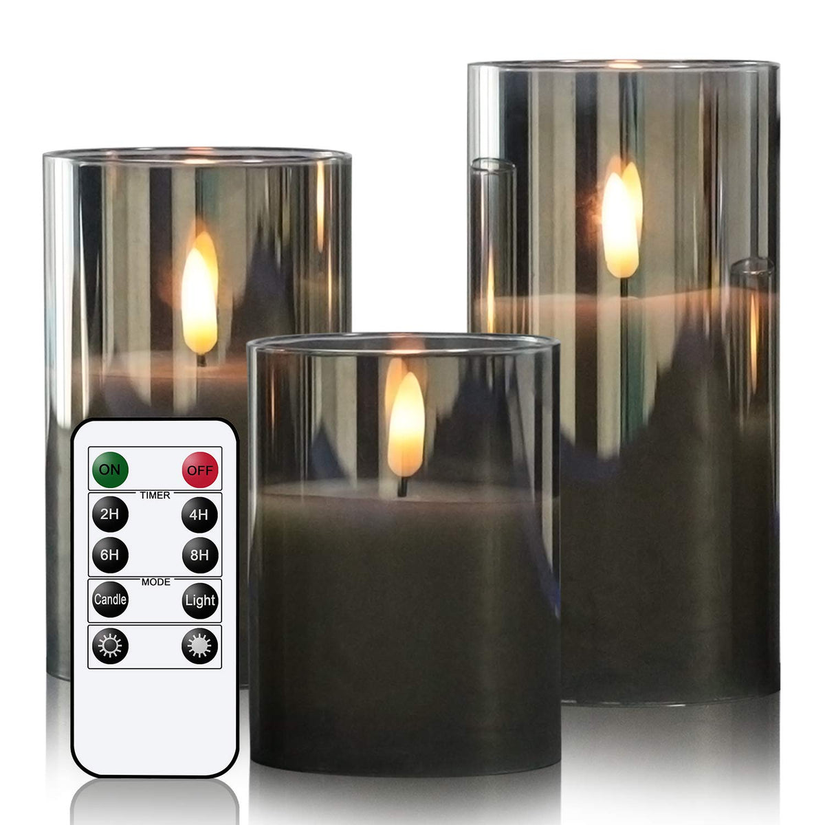 Genswin Glass Flameless Candles With Remote Battery Operated Flickering Led Pillar Candles Real Wax 3D Wick For Wedding Festival