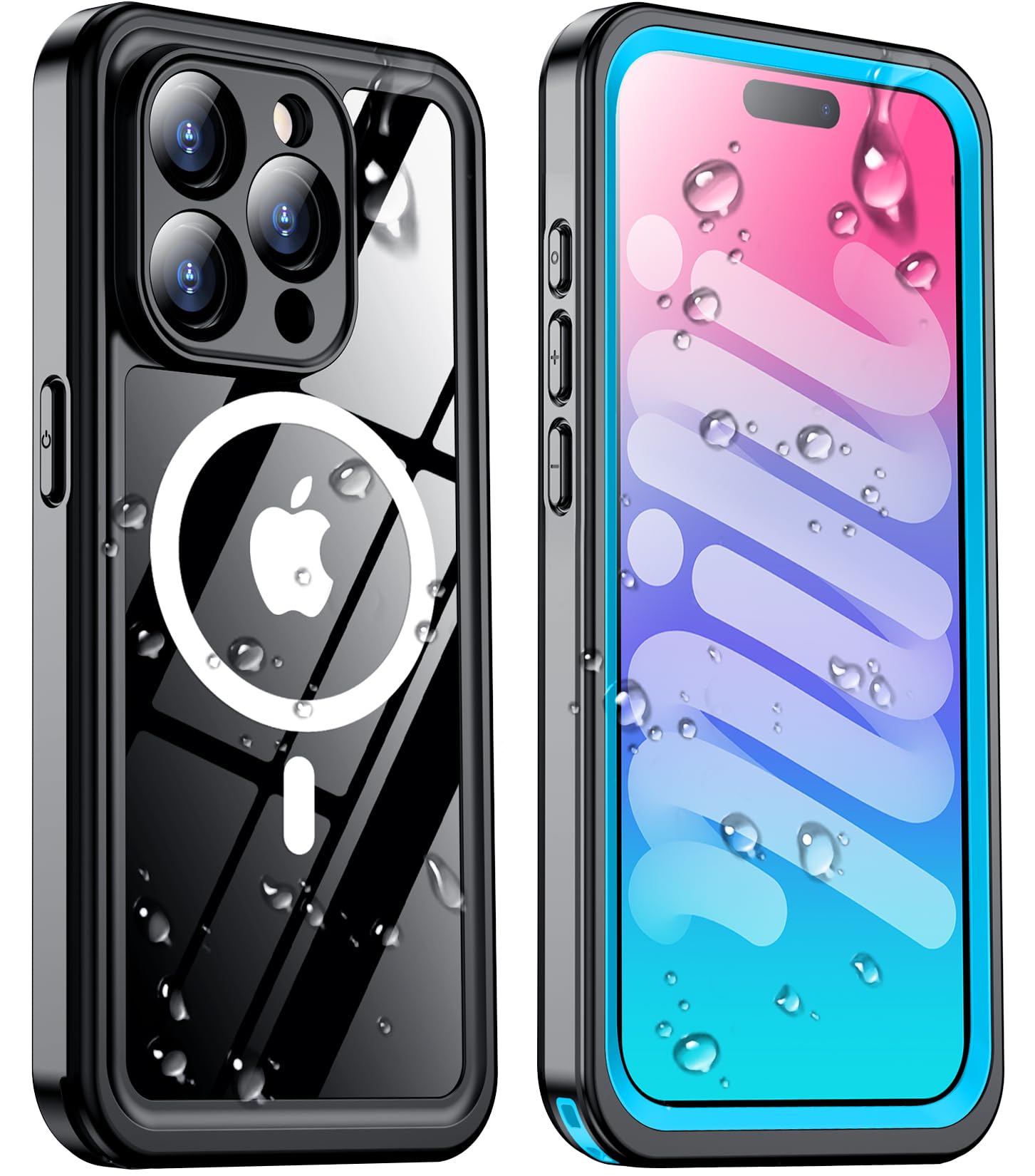 Temdan Magnetic For Iphone 15 Pro Case Waterproof,Built In Screen Protector[Ip68 Underwater][15Ft Military Dropproof][Dustproof]