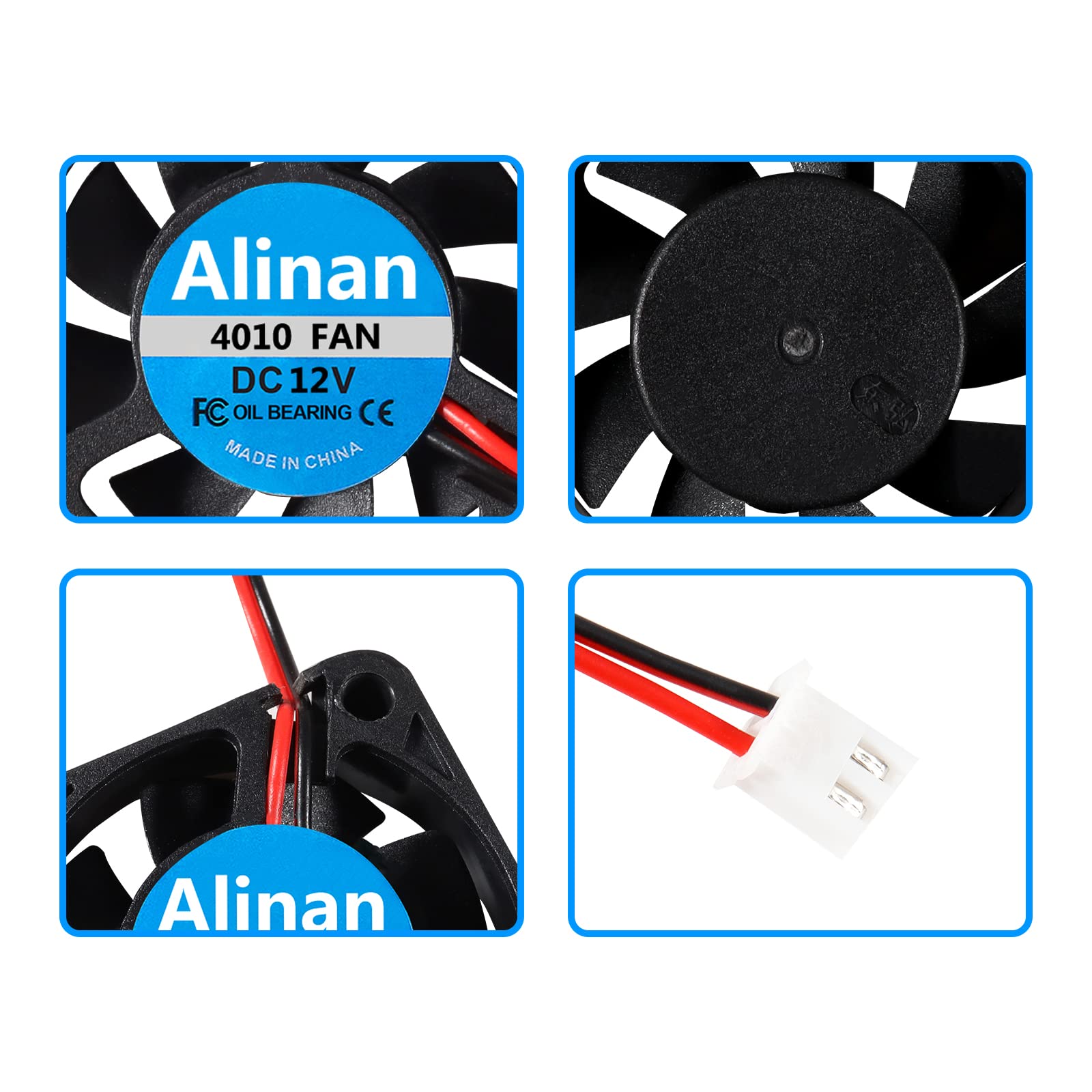 Alinan 6Pcs 4010 12V Sleeve Bearing Brushless Cooling Fan 40 * 40 * 10Mm With 2Pin Terninal 3D Printer Cooling Fan Computer Fan