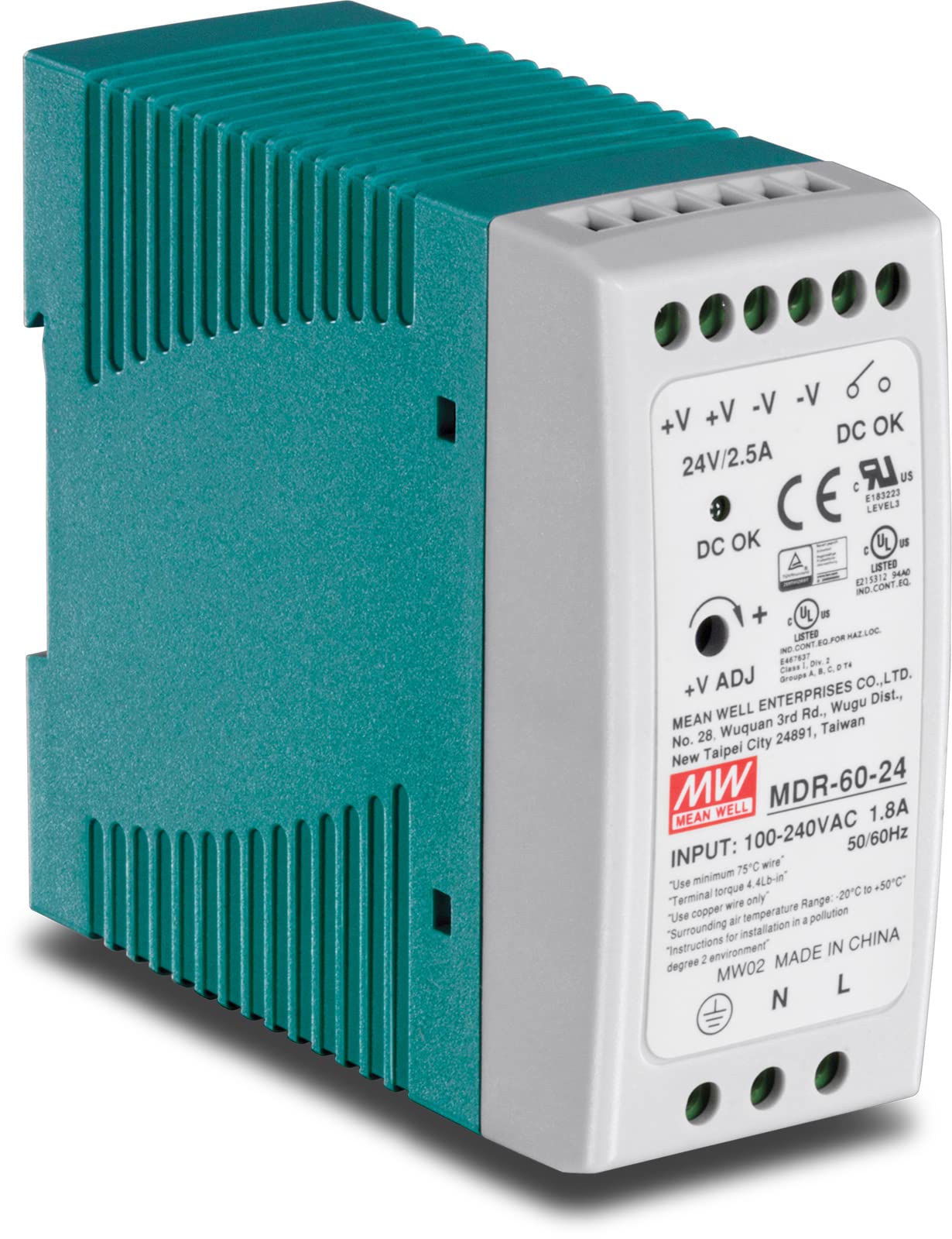 Trendnet 60 W Single Output Industrial Din Rail Power Supply, Universal Ac Input, Extreme  20 To 70   C ( 4 To 158   F) Operatin