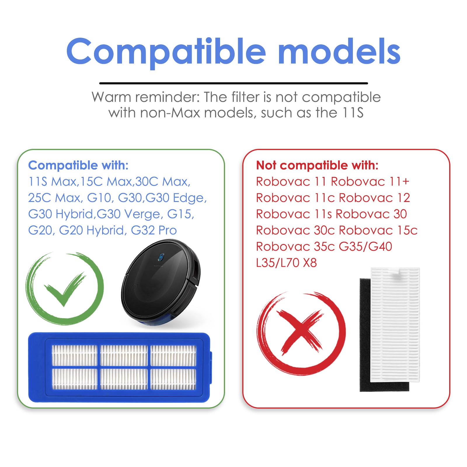 (5 Pack) Replacement Hepa Filter Compatible With Eufy Robovac 11S 15T 30 30C 30C Max 15C 12 25C 35C 11S Max 15C Max G20 G30 G30