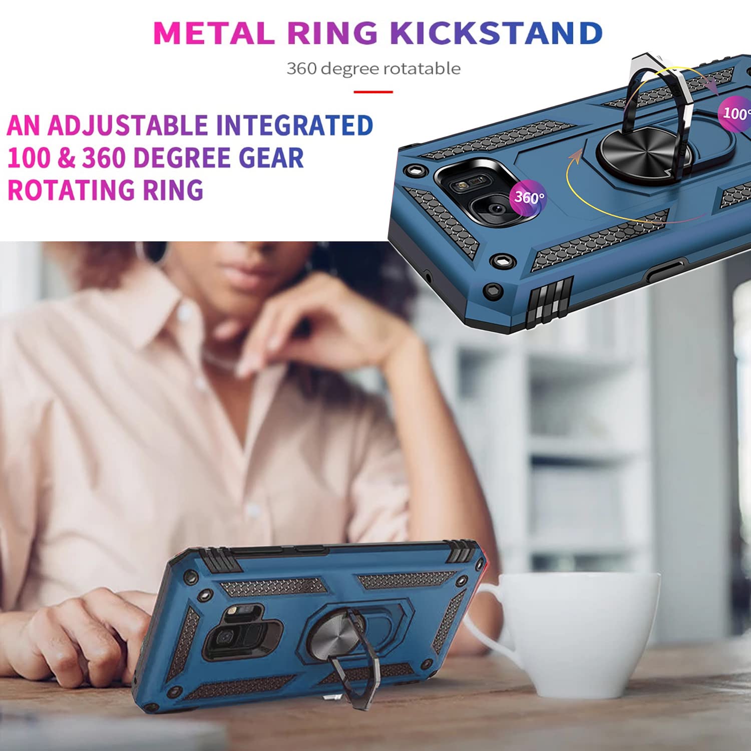 Starshop Galaxy S9 Plus Case, Samsung Galaxy S9 Plus Case, [Not Fit S9 ] With [Tempered Glass Protector Included] Rotatable Meta