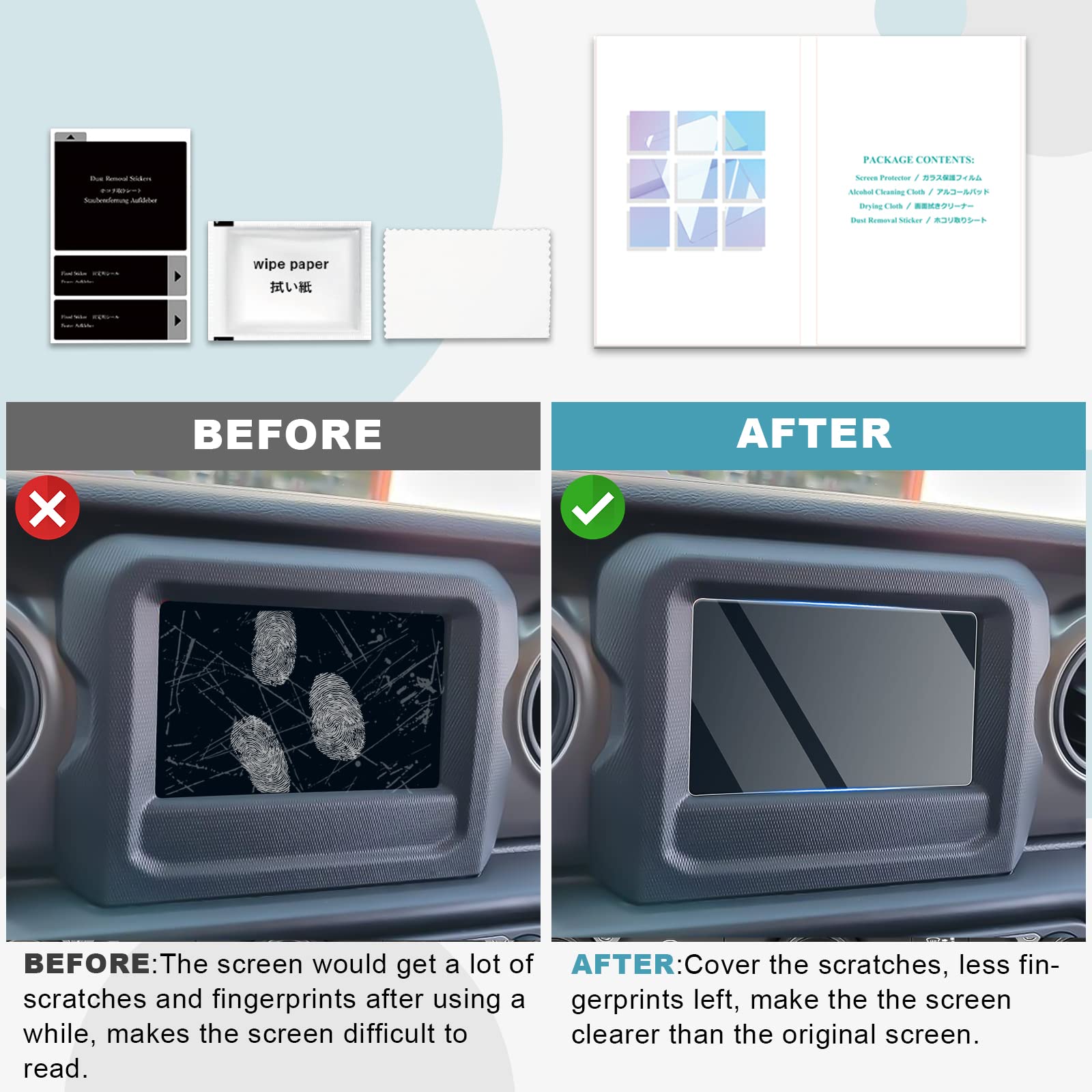 Cdefg For 2018 2019 2020 2021 2022 Wrangler Jl/Gladiator Jt Center Control Touchscreen Navigation Touch Screen Protector, Hd Clear Tempered Glass 9H Scratch Resistance (For 7' Display)