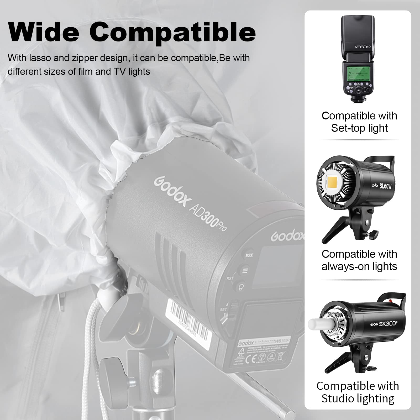 Godox Ub 130S 51.2'' 130Cm Parabolic Deep Reflective Umbrella Silver Inner Photography Studio Soft Light Umbrella With Withe Dif