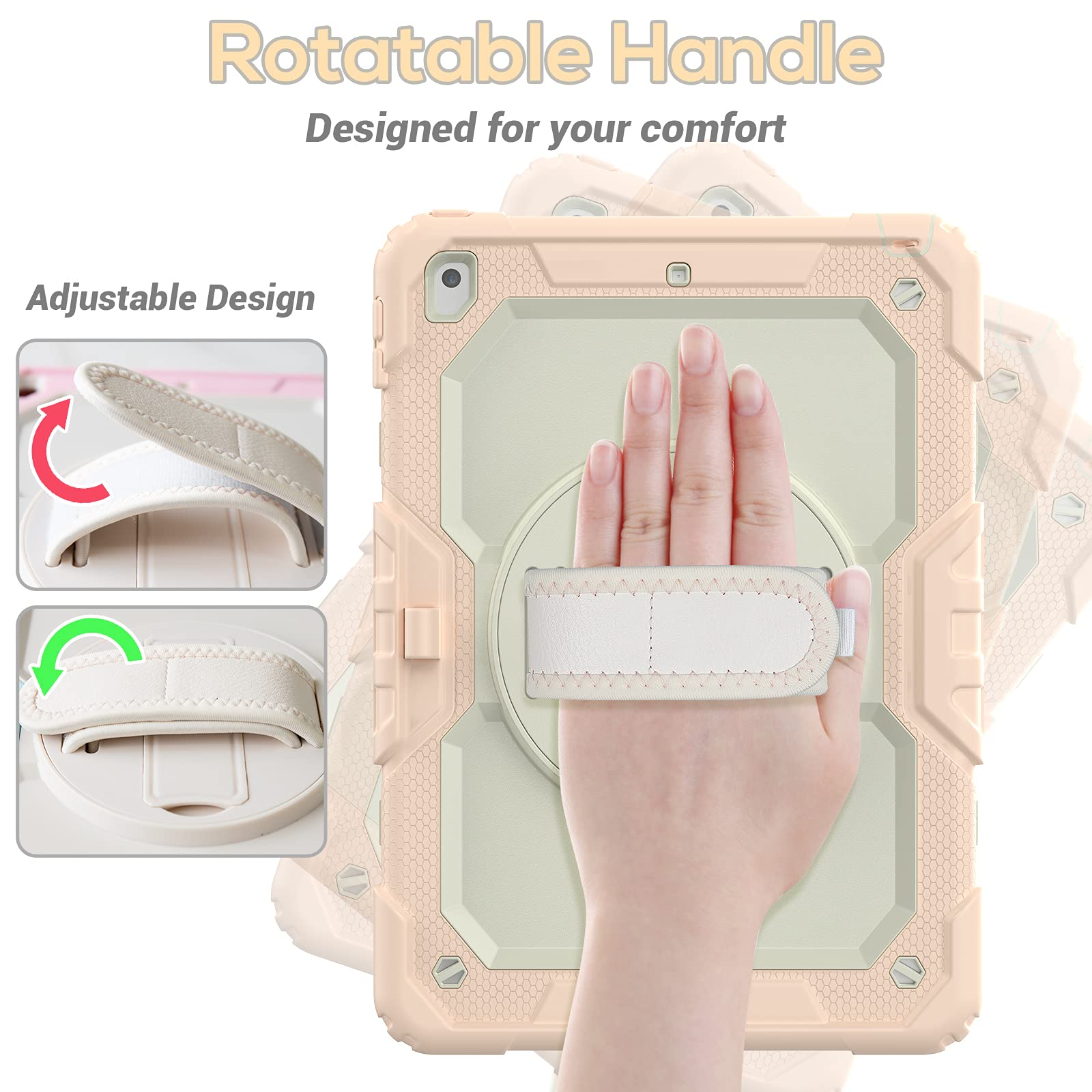 Blosomeet Girls Cute Case For Ipad 9Th Generation 2021 10.2 Inch With Tempered Glass Screen Protector & Pen Holder,Kidsproof Ipa