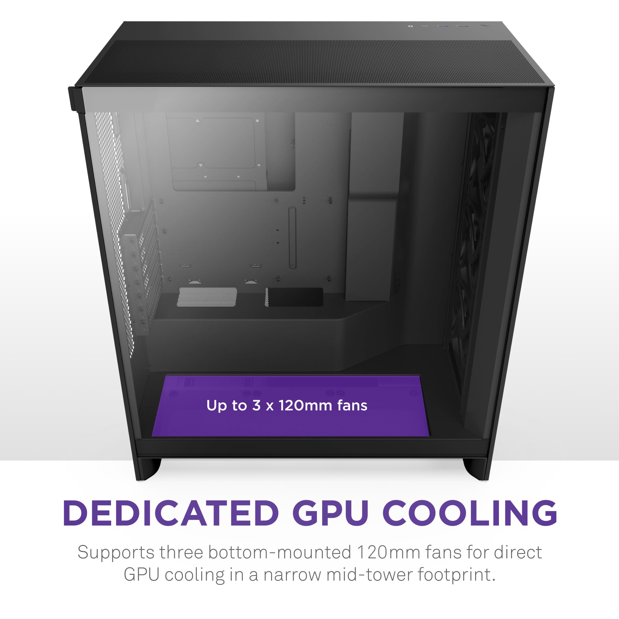 Nzxt H7 Flow 2024   Mid Tower Atx Airflow Case   Includes Pre Installed 3 X 120Mm Fans   Cm H72Fb 01   Supports Bottom Fans For