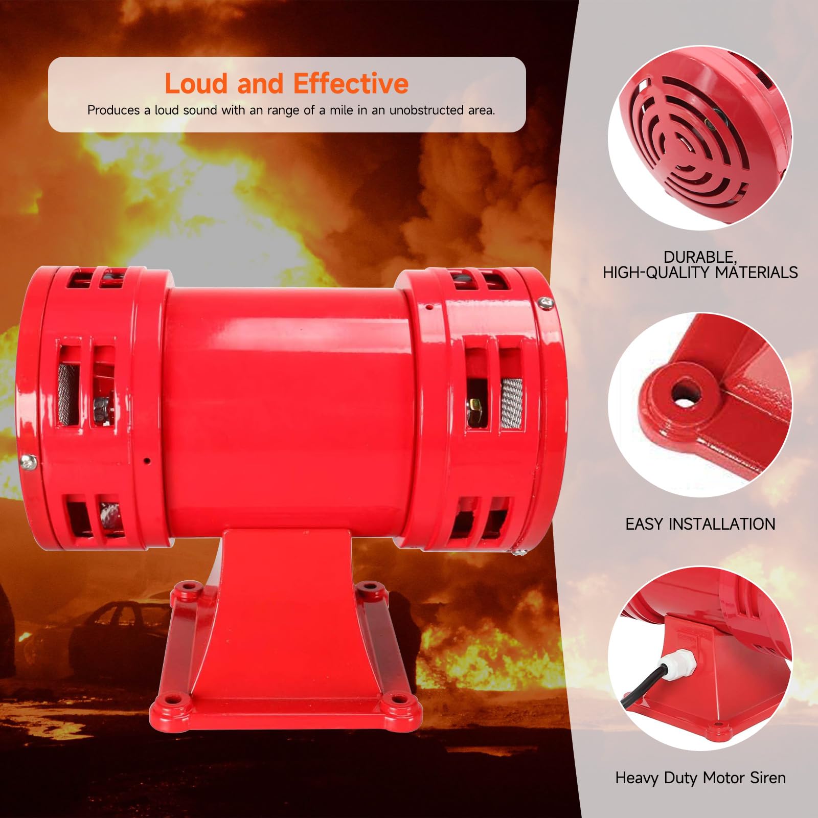 Yaeccc Air Raid Siren,110V Siren Alarm 150Db 60Hz,Industry Electric Motor Driven Siren,Super Loud Siren Alarm For Home And Outdoor Siren