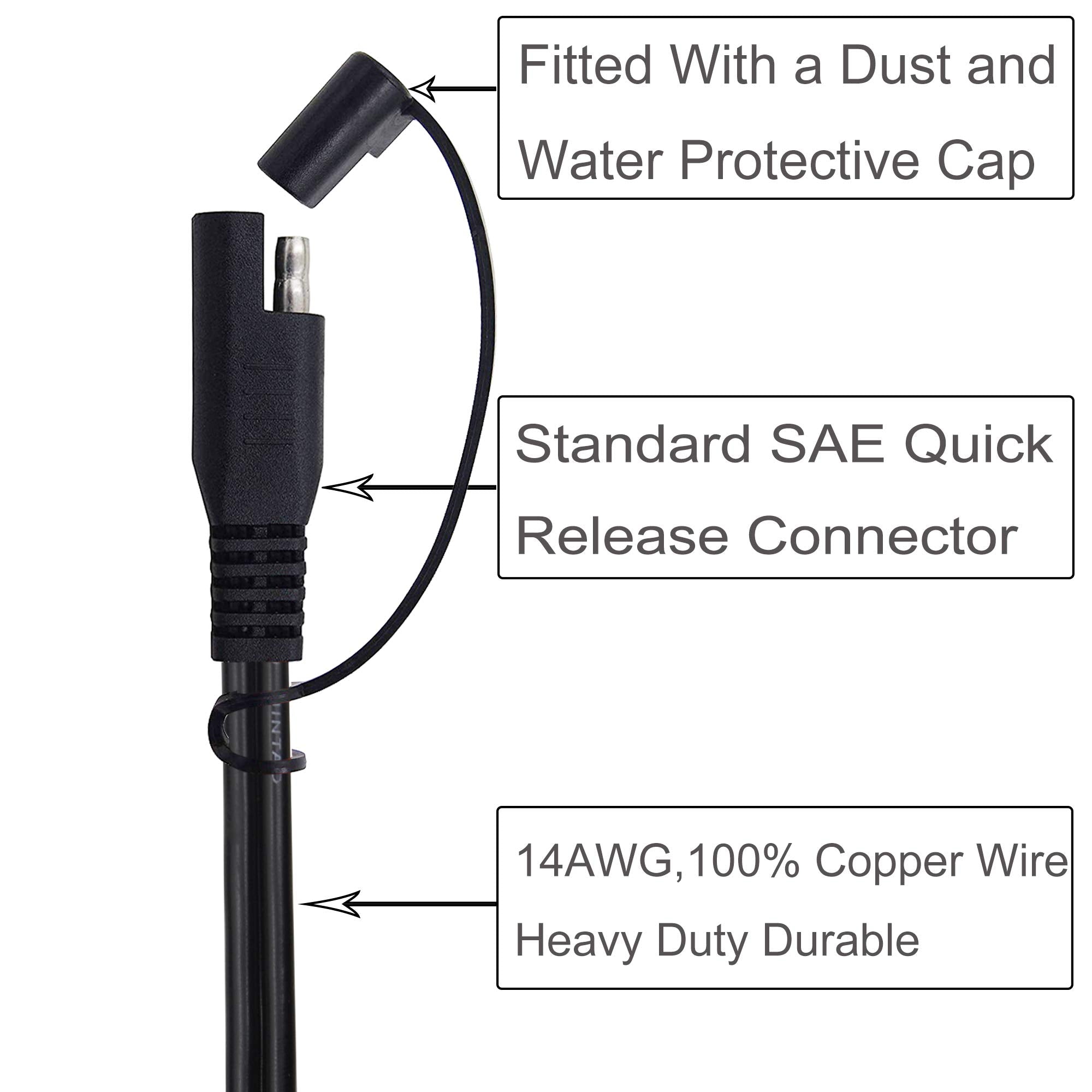 Sccke 16.5Ft 14Awg Battery Alligator Crocodile Clip To Sae Connector Extension Cable,12V Sae Quick Release Adapter To Alligator