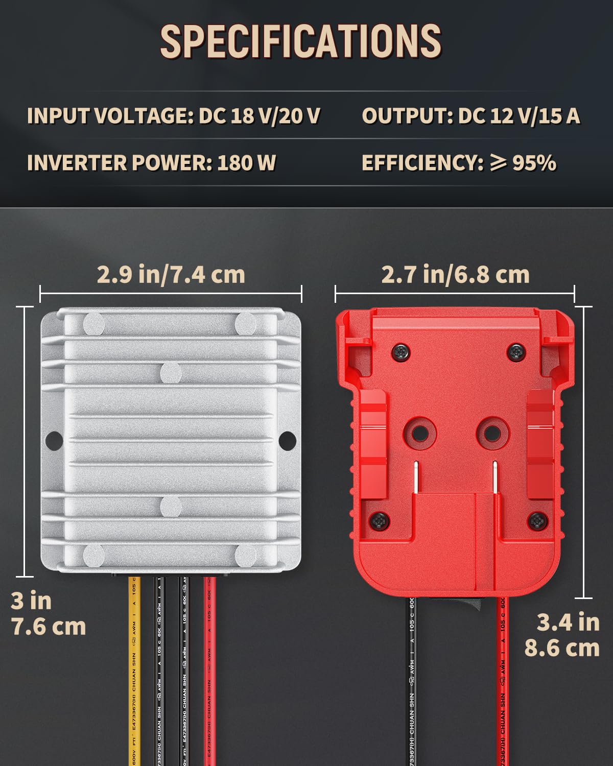 Vibit 18 V To 12 V Step Down Converter For Milwaukee M18 Battery, Dc Power Adapter, Voltage Reducer Transformer 180 W Buck Conve