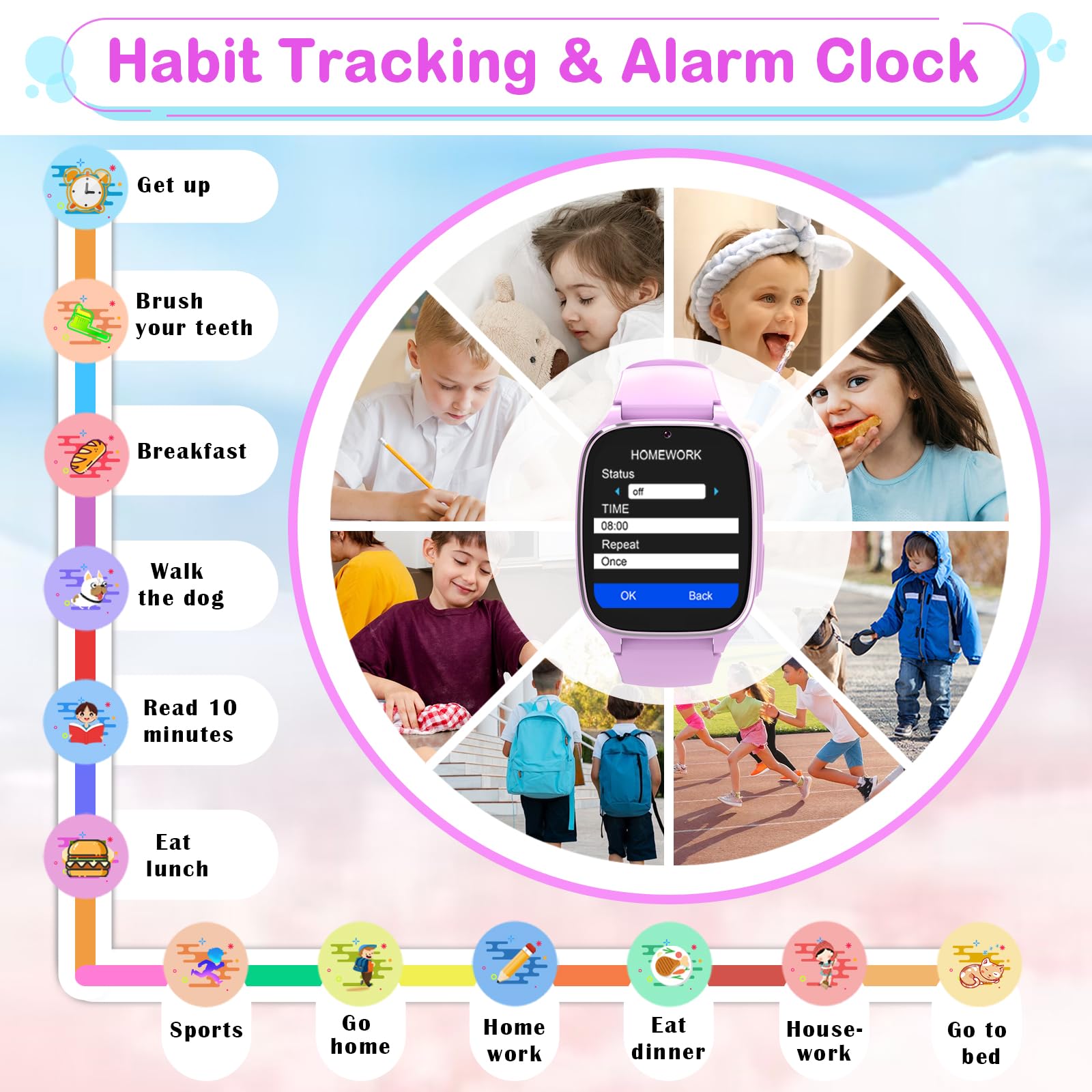 4G Kids Smartwatch Phone   Smart Cell Phone Watch For Boys Girls Ages 4 12 With Call, Sos, Parental Control, Games, Camera, Alar