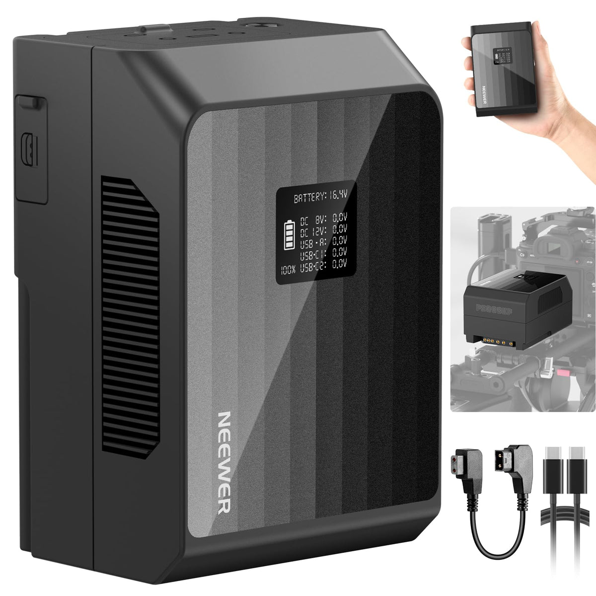Neewer Mini V Mount Battery Ps099Ep, 6800Mah 99Wh 14.5V V Lock Battery With 100W Pd Fast Charging, Dual Usb C/D Tap/Bp/Usb A/Dua