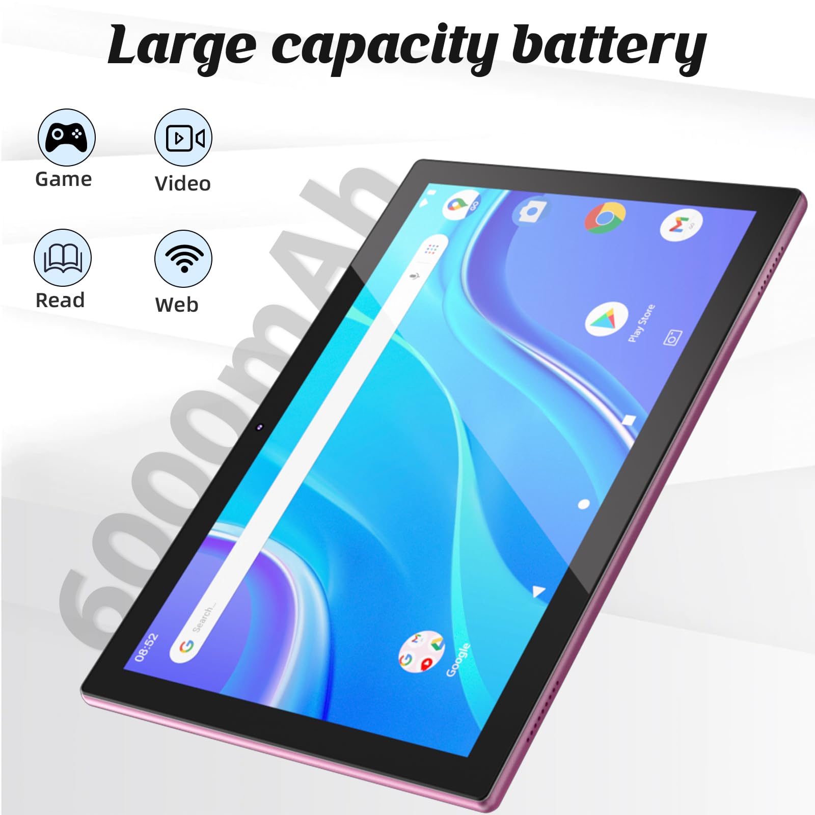 Novojoy 2 In 1 Tablet 10 Inch Android 12 Os Tableta, Tablets With Keyboard, Mouse, Case, Stylus, 64Gb Rom+4Gb Ram, 2Mp+8Mp Dual