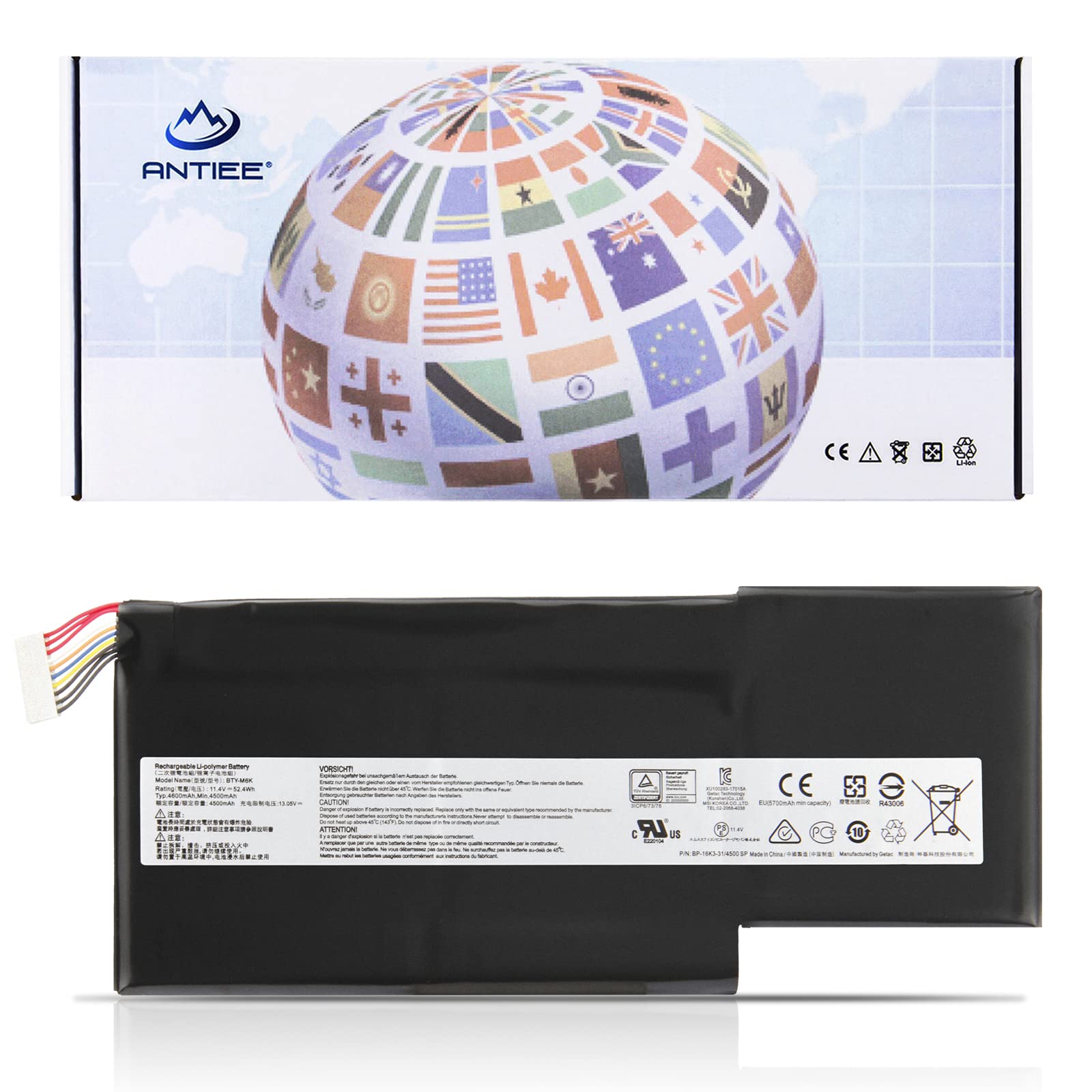 Antiee Bty M6K Laptop Battery Compatible With Msi Gs63Vr 7Rg Stealth Pro,Gf63 Thin 8Rb 8Rc 8Rd 9Sc 9Scxr,Gf75 Thin 3Rd 8Sc 8Rd 8