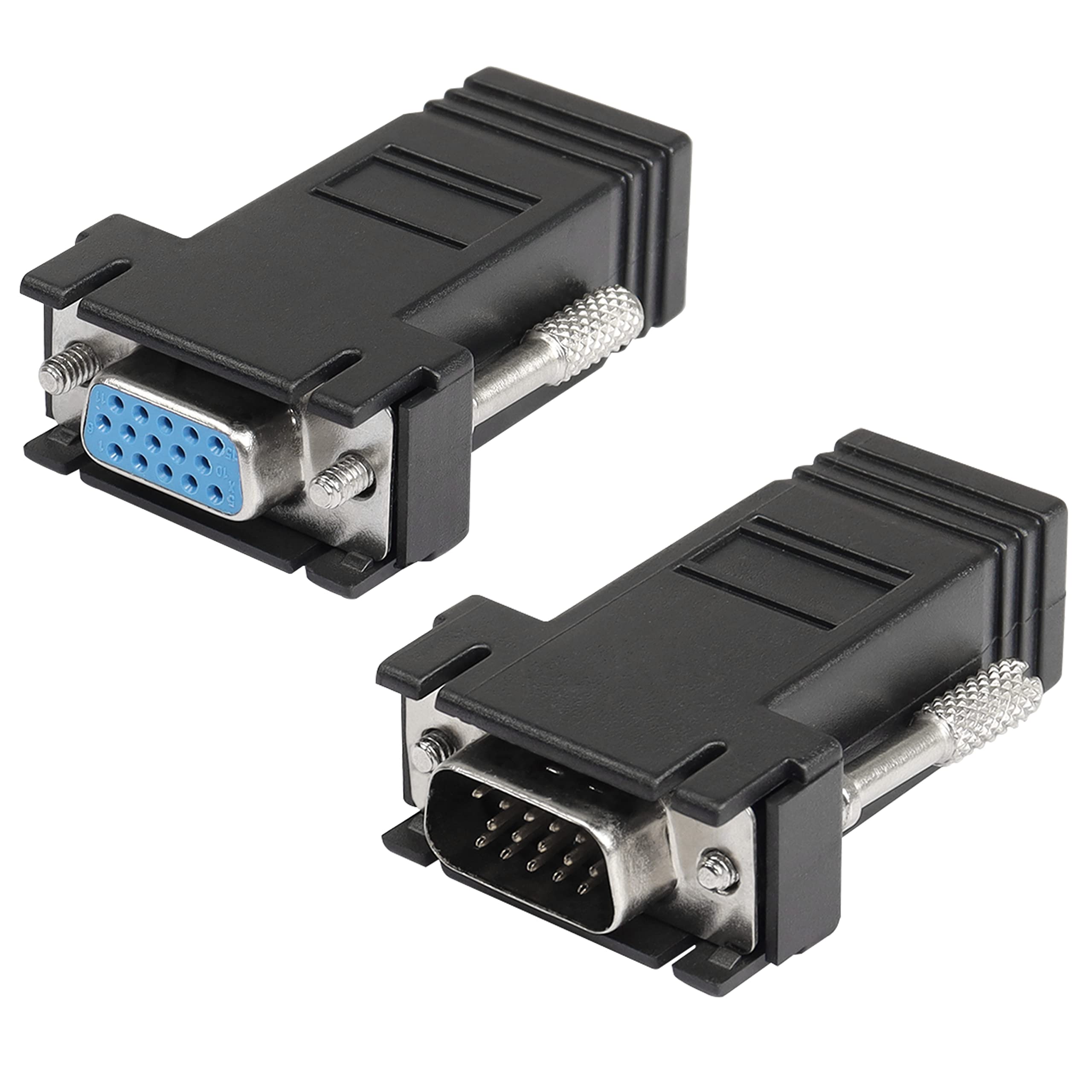 Gelrhonr Vga Extender Over Ethernet Adapter, Vga To Rj45 Signal Extender Adapter, Vga 15 Pin Male/Female To Rj45 Female Extender