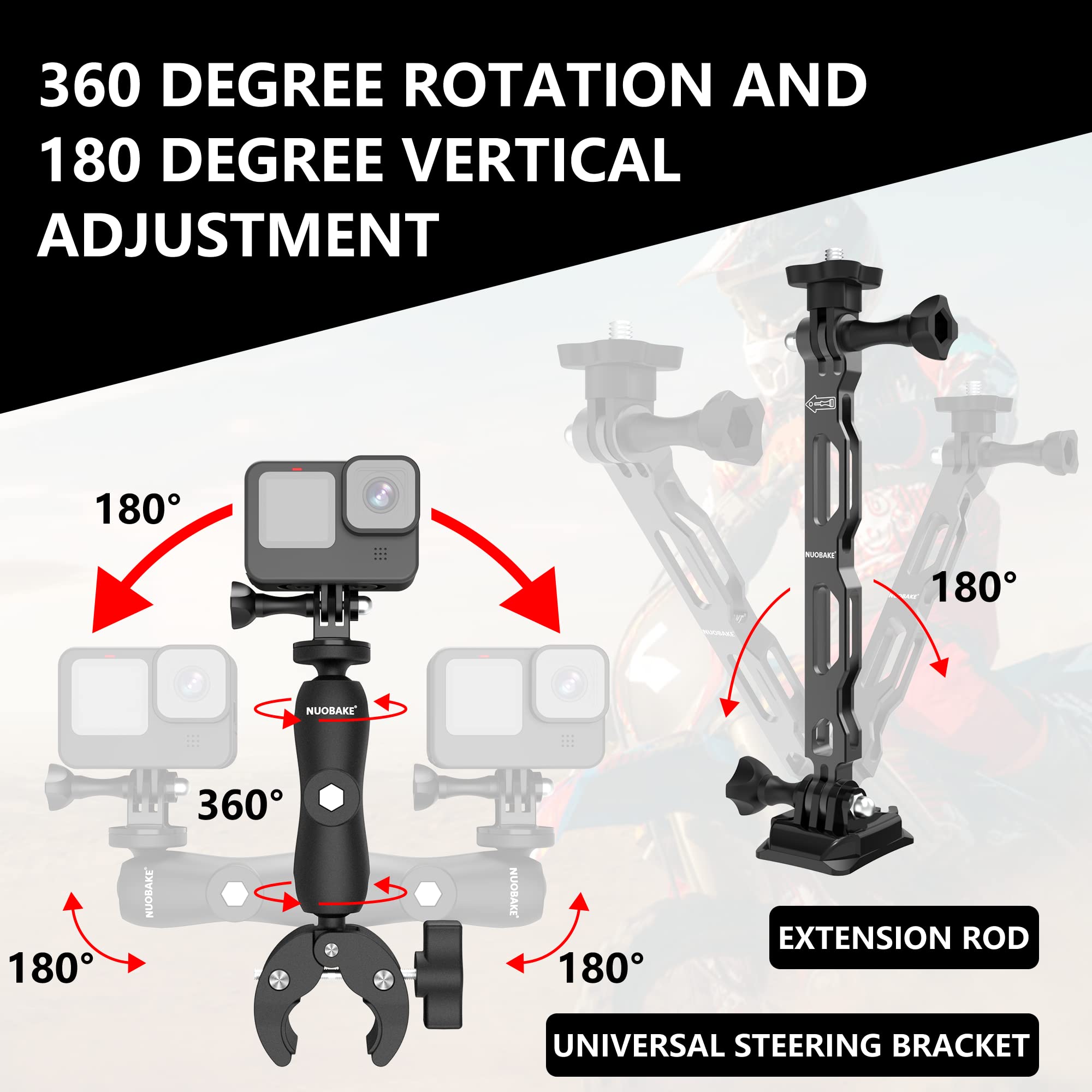 38 In 1 Motorcycle Mounting Bundle Kit, Action Camera Mount Accessories Compatible With Insta360 One X4 / X3 / X2 / X/One R/Rs/Go 3 / Go2 And Gopro Hero 12/11 / 10/9 / 8/7 Action Camera Etc