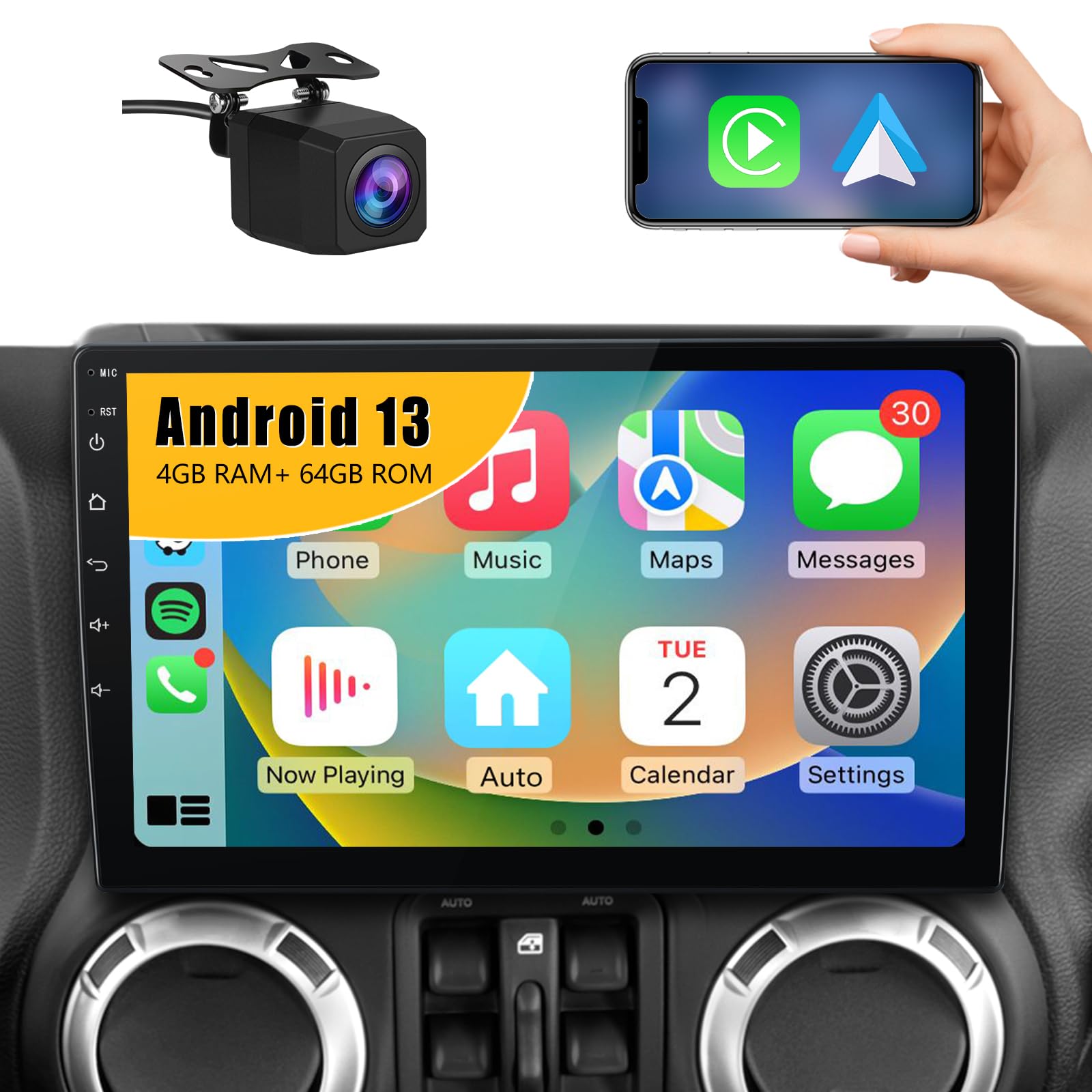 Car Radio Stereo For Jeep Wrangler Jk Compass Grand Cherokee Dodge Ram With Carplay Android Auto