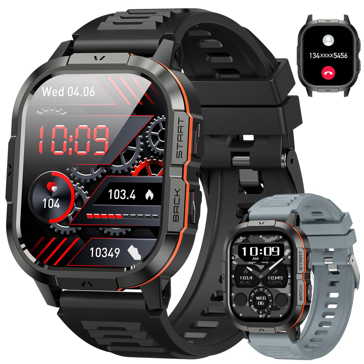 Smart Watch For Men Fitness Tracker: Make/Answer Call Military Smart Watches For Men Digital Watches Run Waterproof Smartwatch A