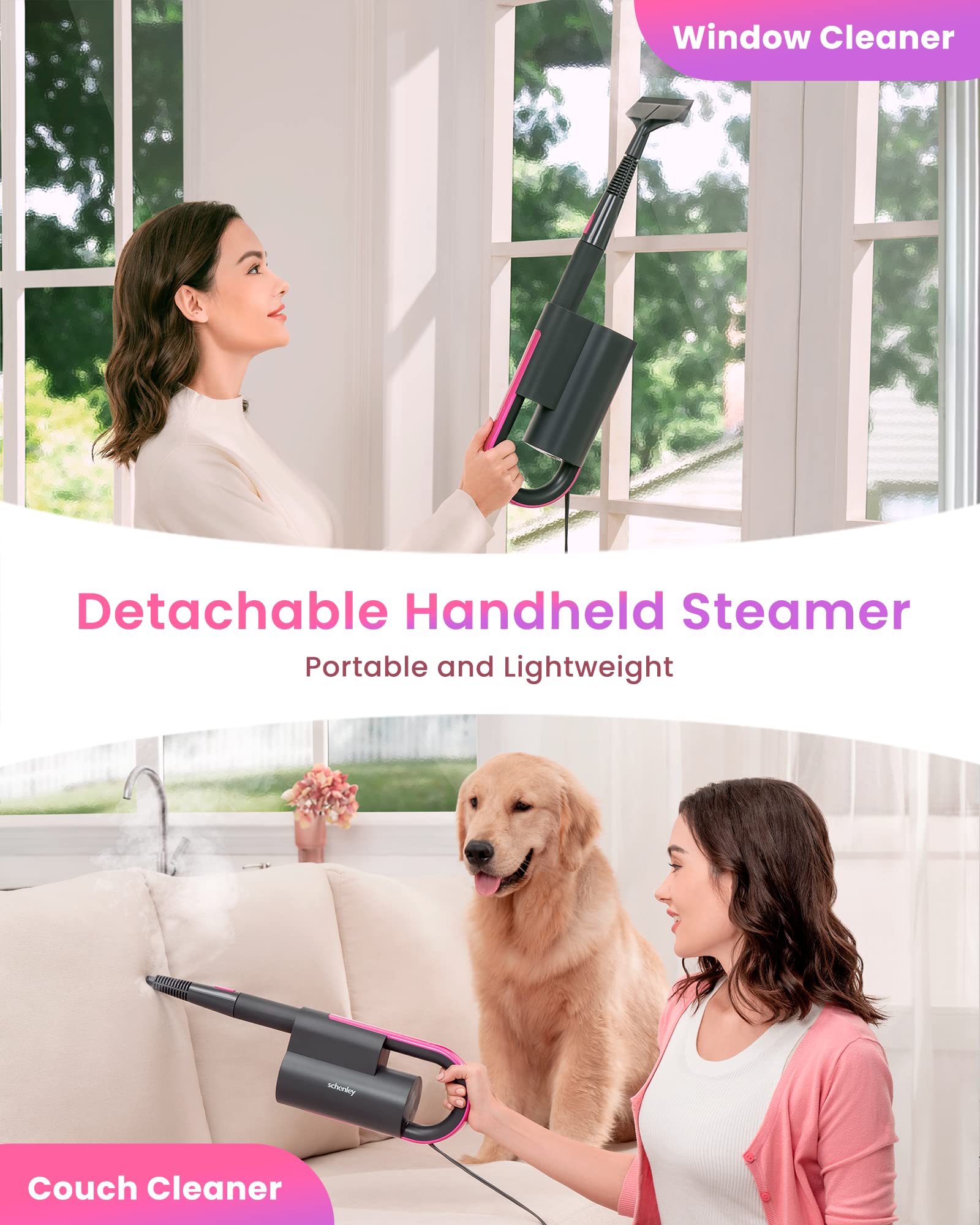 Schenley Steam Mop Cleaner With Detachable Handheld Steamer For Cleaning Hardwood/Laminate Floor, Tiles And Grout, With 7 In 1 M