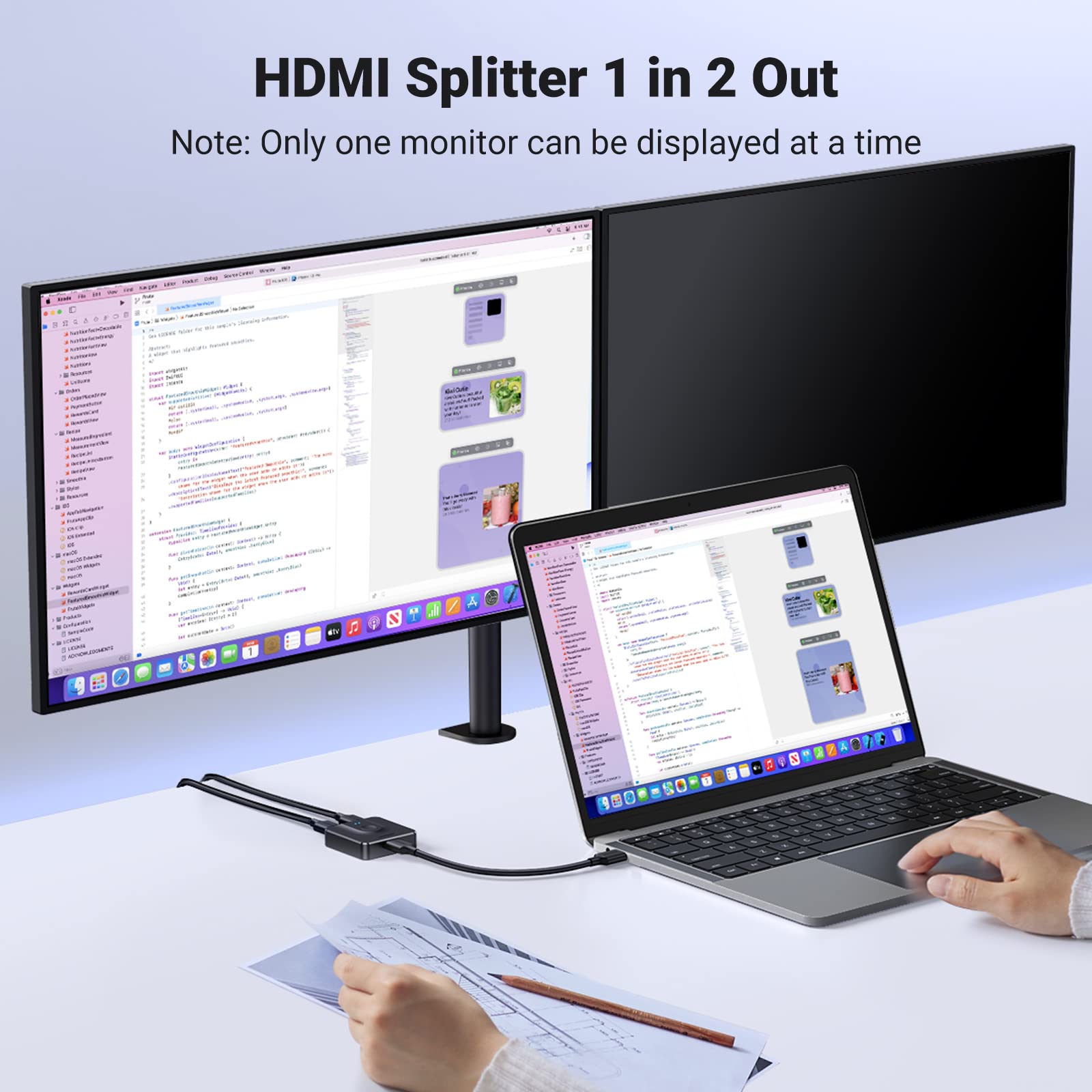 Ugreen Hdmi Switch 4K@60Hz, Bi Directional Hdmi Switcher 2 In 1 Out Hdmi Splitter 1 Input 2 Output Supports Uhd 3D Hdr Compatibl