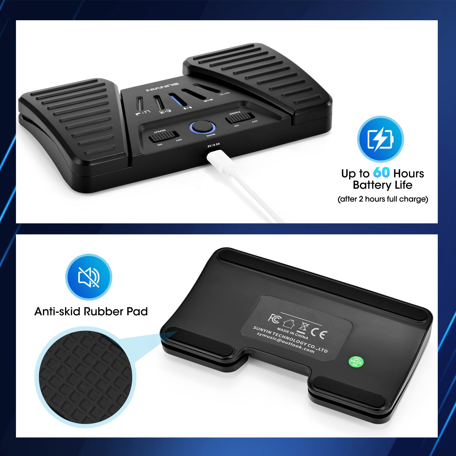 Wireless Page Turner Pedal Buletooth Foot Pedal Music Page Turner Pedal For Phones Ipad Tablets Phone Rechargeable Hands Free Pa