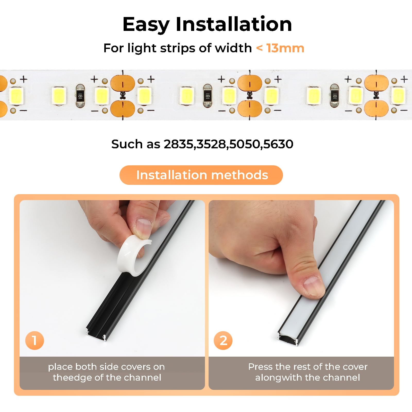 Vst 10Pack 3.3Ft Black U Shape Aluminum Channel With 33Ft White Flexibla Diffuser Cover, Seamlessly Connected Into A Continuous