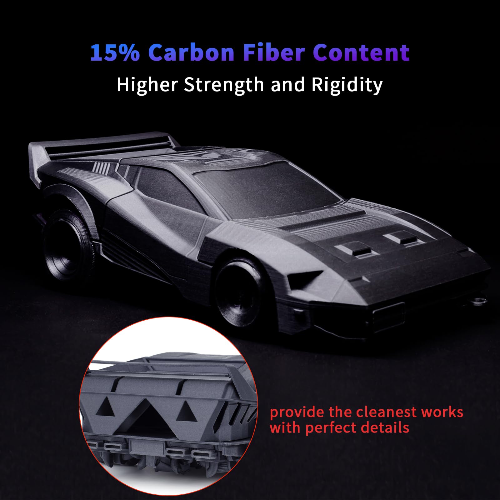 Ziro Carbon Fiber Pla Filament 1.75Mm,3D Printer Filament Carbon Fiber Pla 1.75Mm 0.8Kg Spool   Black