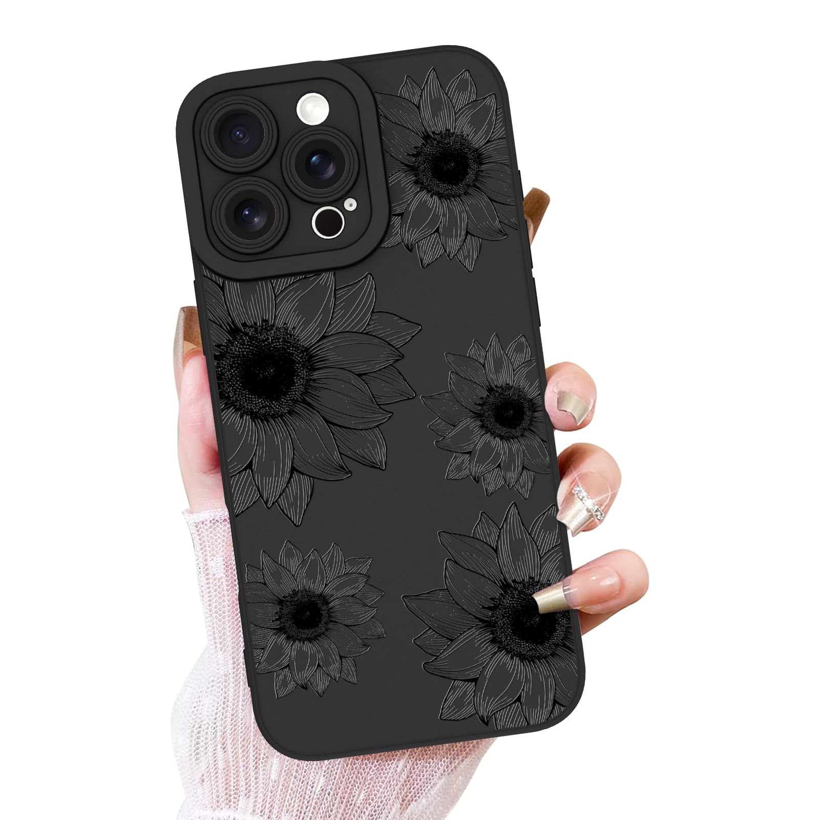 Ook Floral Case For Iphone 16 Pro Max Case, Cute Sunflower Floral Blooms Design Soft Tpu Shockproof Protective For Women Girls P