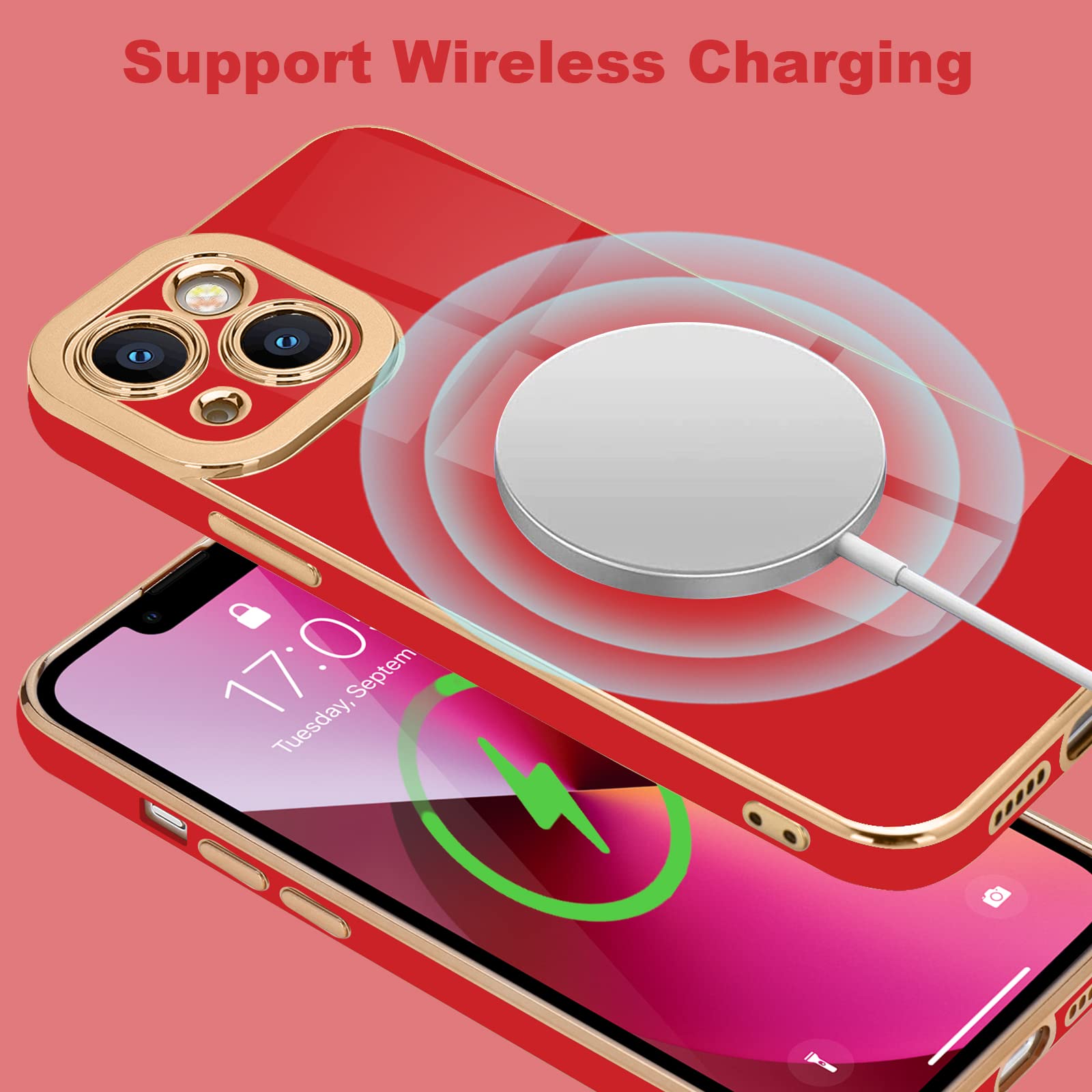 Lafunda For Iphone 13 Case, Cute Slim Soft Silicone Shockproof Phone Cover For Women Girls Anti Scratch Camera Protective Luxury