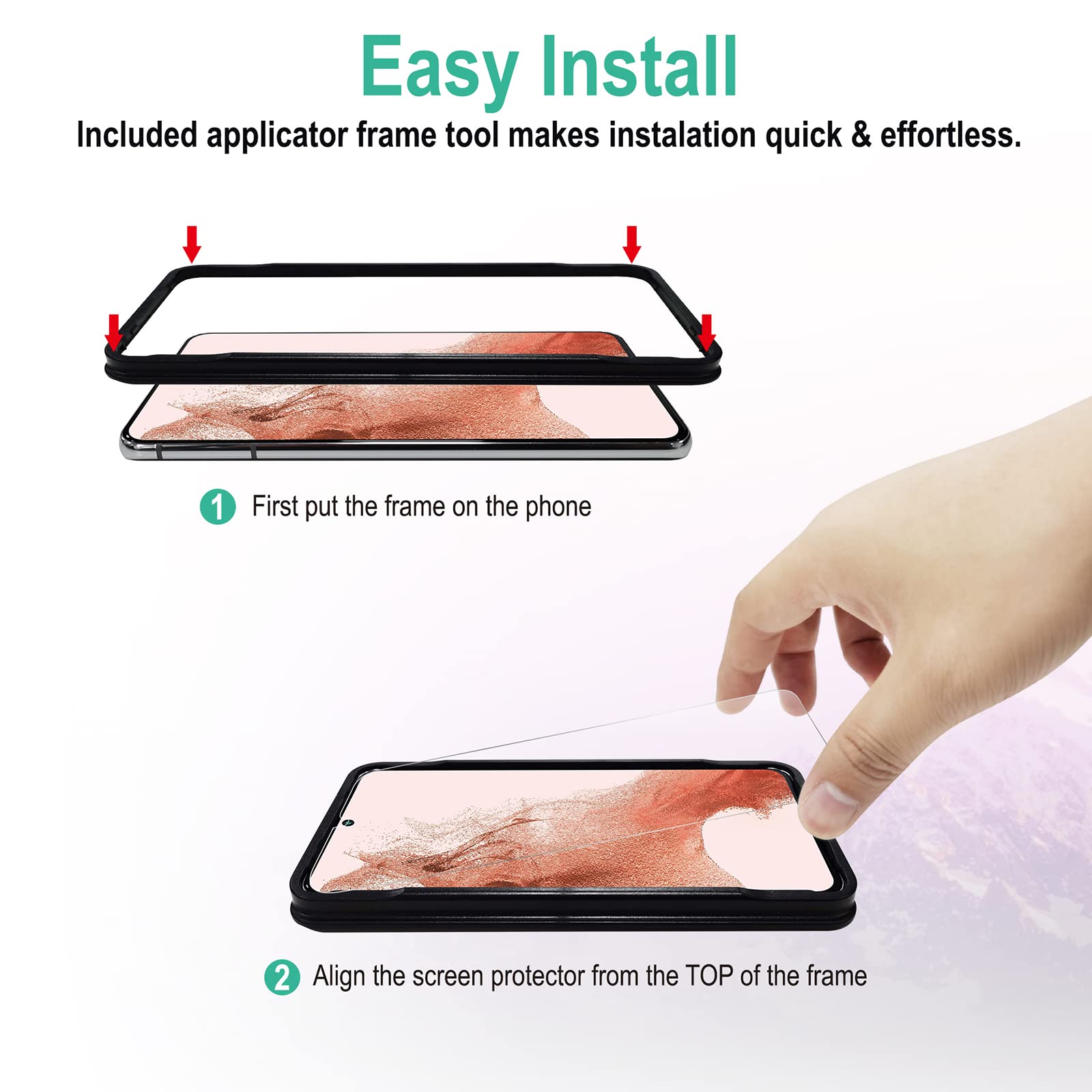 Aacl Galaxy S22 Plus Screen Protector Tempered Glass For Samsung Galaxy S22 Plus 5G,6.5 Inch [Fingerprint Unlock][Anti Scratch][