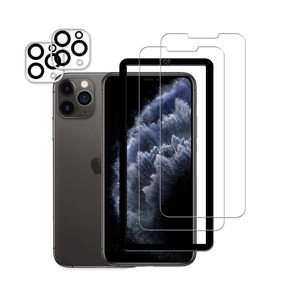 Hkkais Easy Alignment Frame Designed For Iphone 11 Pro Tempered Glass Screen Protector 2 Pack Camera Lens Protector Film 2 Pack