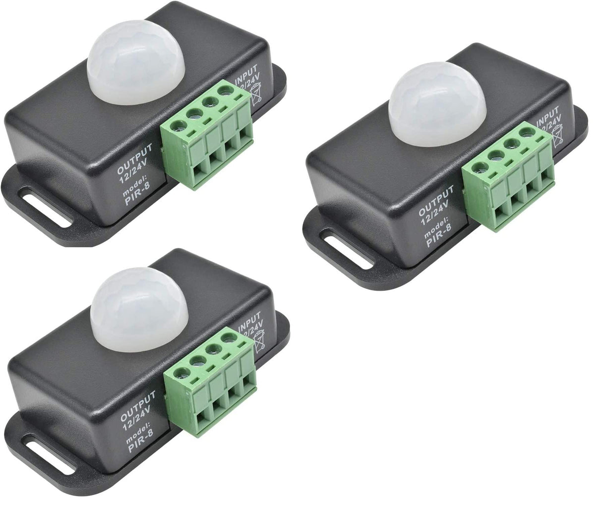 3 Pack Pir Motion Sensor,Aideepen Dc 12V Pir Motion Sensor 8A Body Motion Sensor Pir Switch Automatic With Motion Sensor Black