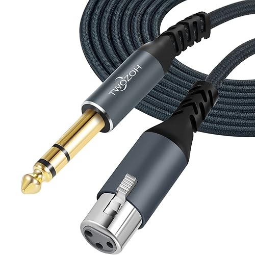 Twozoh Xlr Female To 1/4 Trs Cable 10Ft, Braided 6.35Mm Stereo Jack Balanced To 3Pin Xlr Microphone Cable
